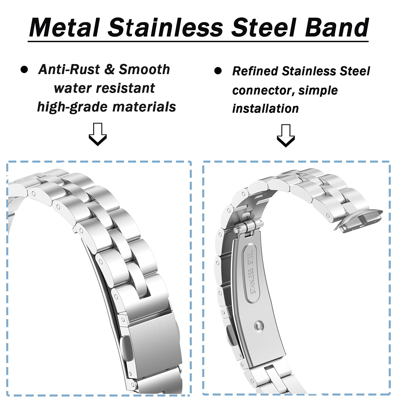 Ninki Compatible Fitbit Luxe Special Edition &Fitbit Luxe Band For Men Metal Silver,Fitbit Luxe Watch Bands Fitbit Luxe Strap Ba