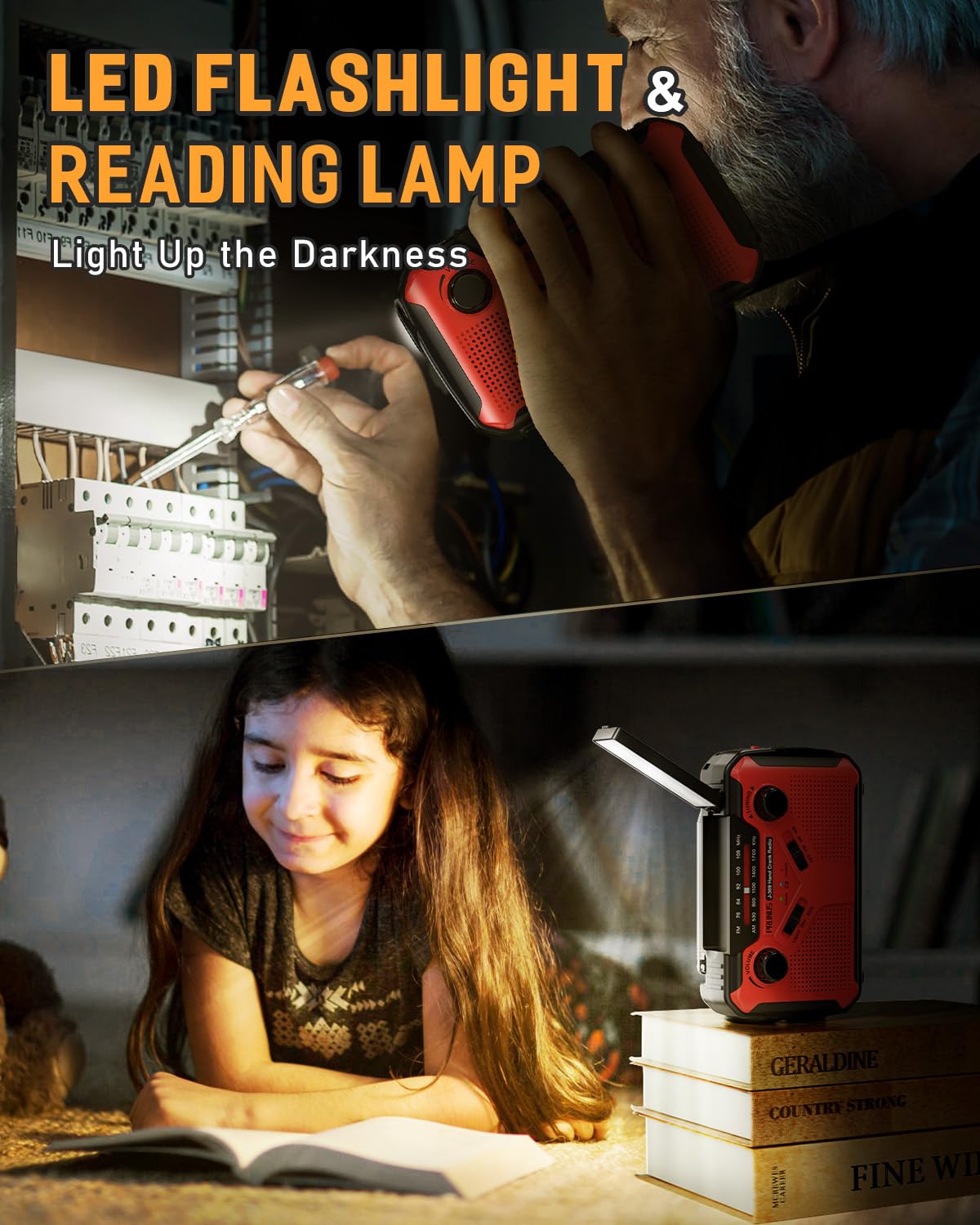 Prunus J 369 11100Mwh Emergency Weather Radio, Aa Batteries/Hand Crank/Solar/Usb Charging, Noaa/Am/Fm, Led Flashlight And Readin