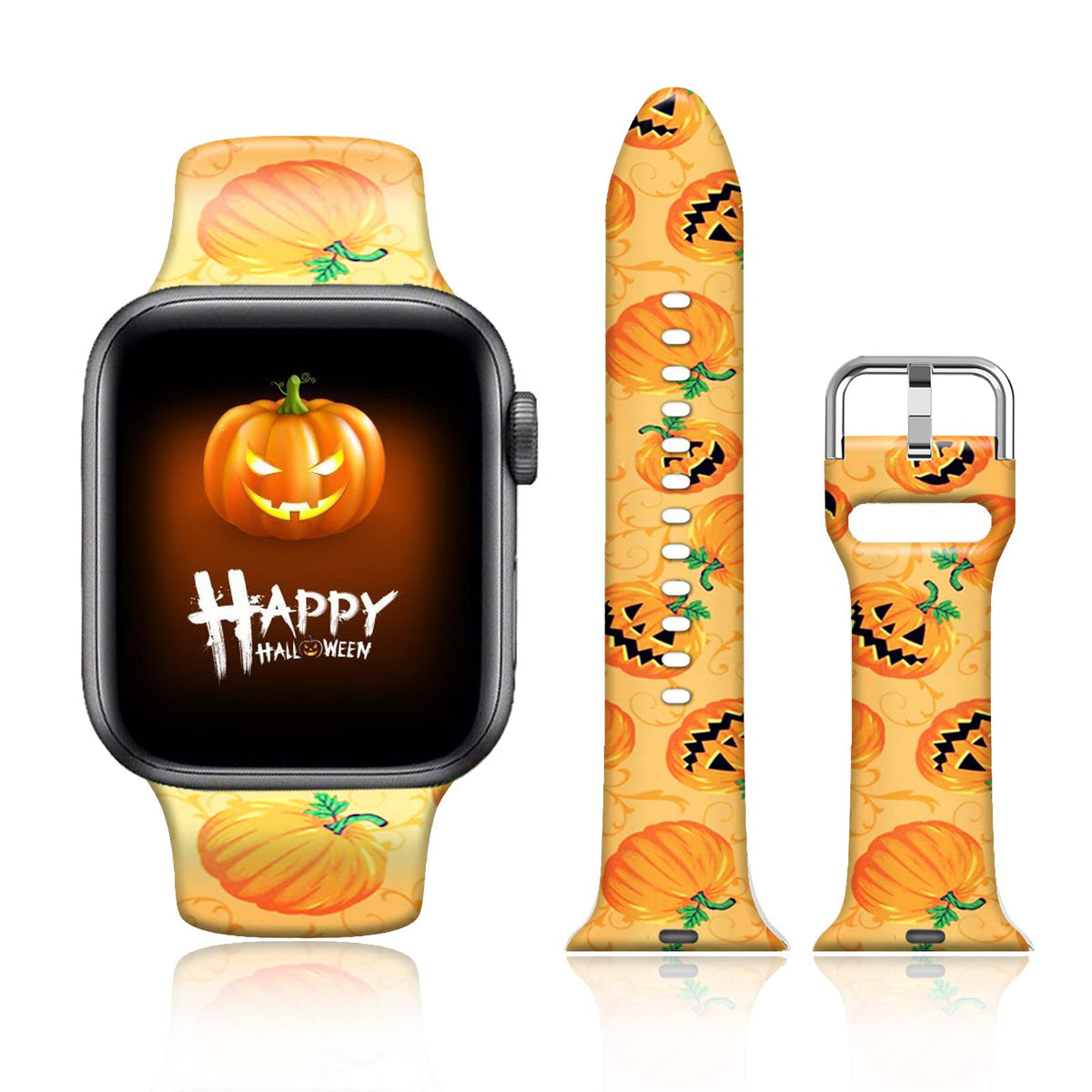 Ftfcase Halloween Sport Bands Compatible With Apple Watch 42Mm 44Mm 45Mm 49Mm For Women Men, Halloween Pumpkin Flower Printed So