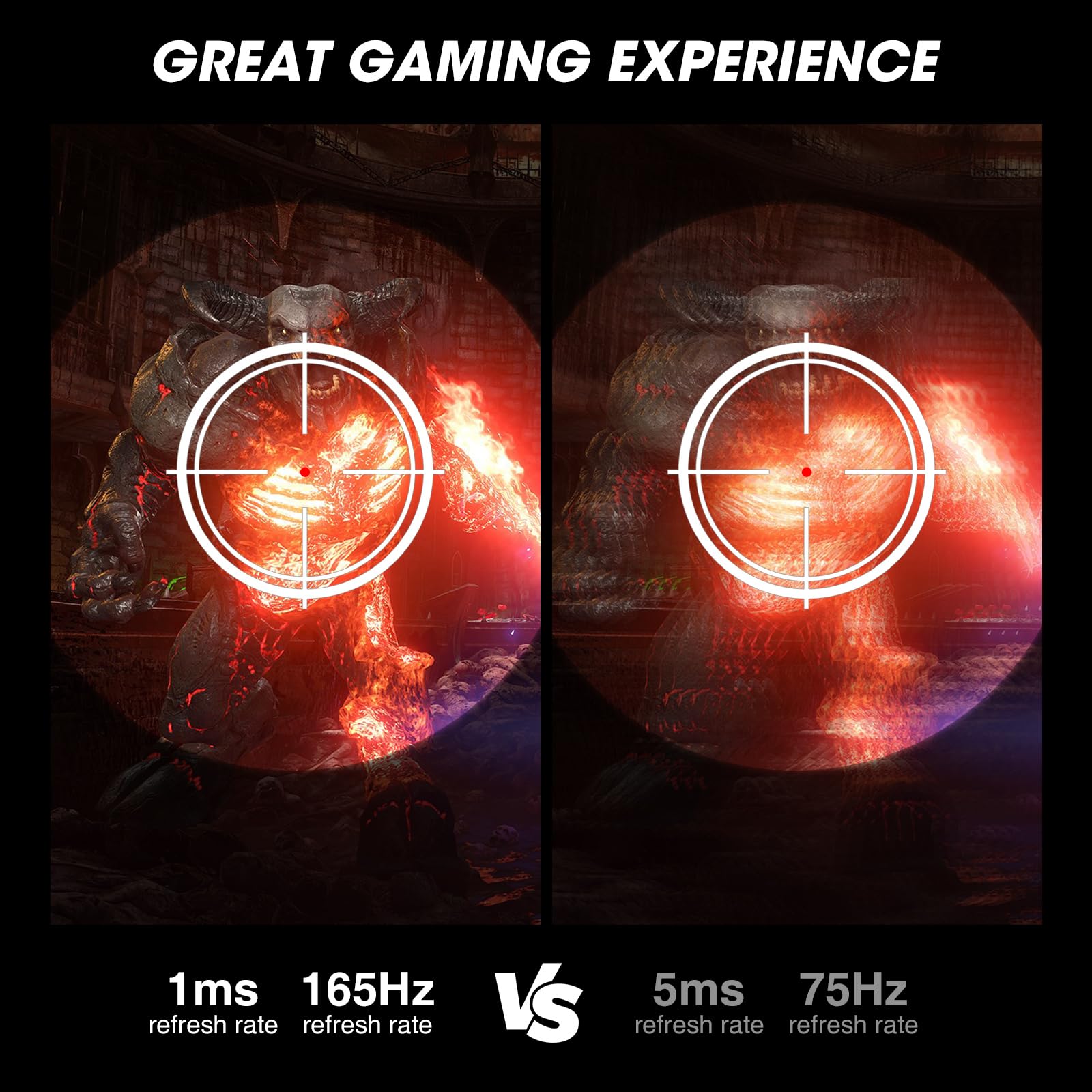 Koorui Monitor, 27'' Gaming Monitor, 165Hz, Ips, Fhd 1920 X 1080 1Ms Computer Monitor With Adaptive Sync, 75X75 Mm Vesa Mountabl