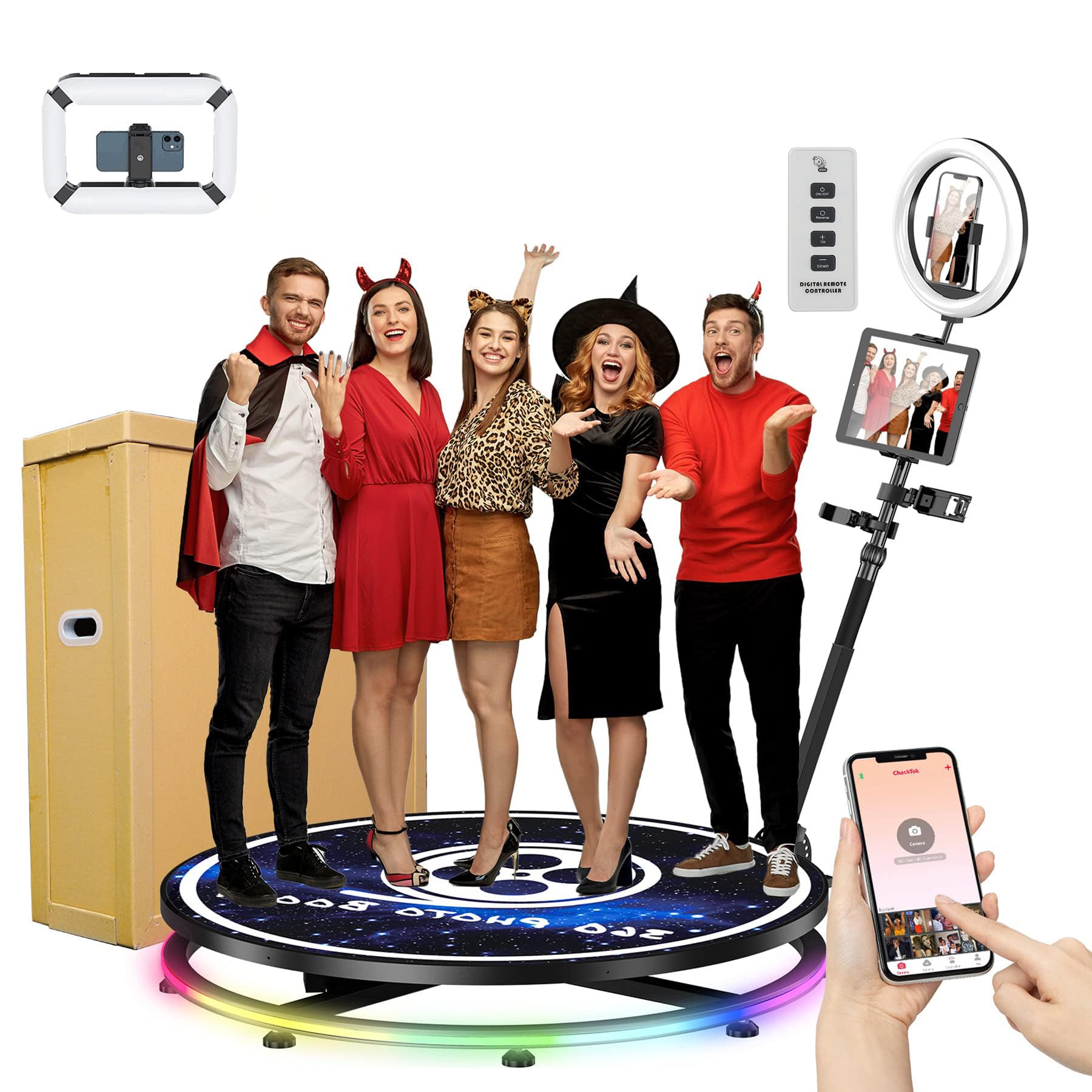 360 Photo Booth Honeycomb Box + Extra Free Battery Ring Light, Yckjnb 360 Photo Booth Machine For Parties Slow Motion Video,Soft