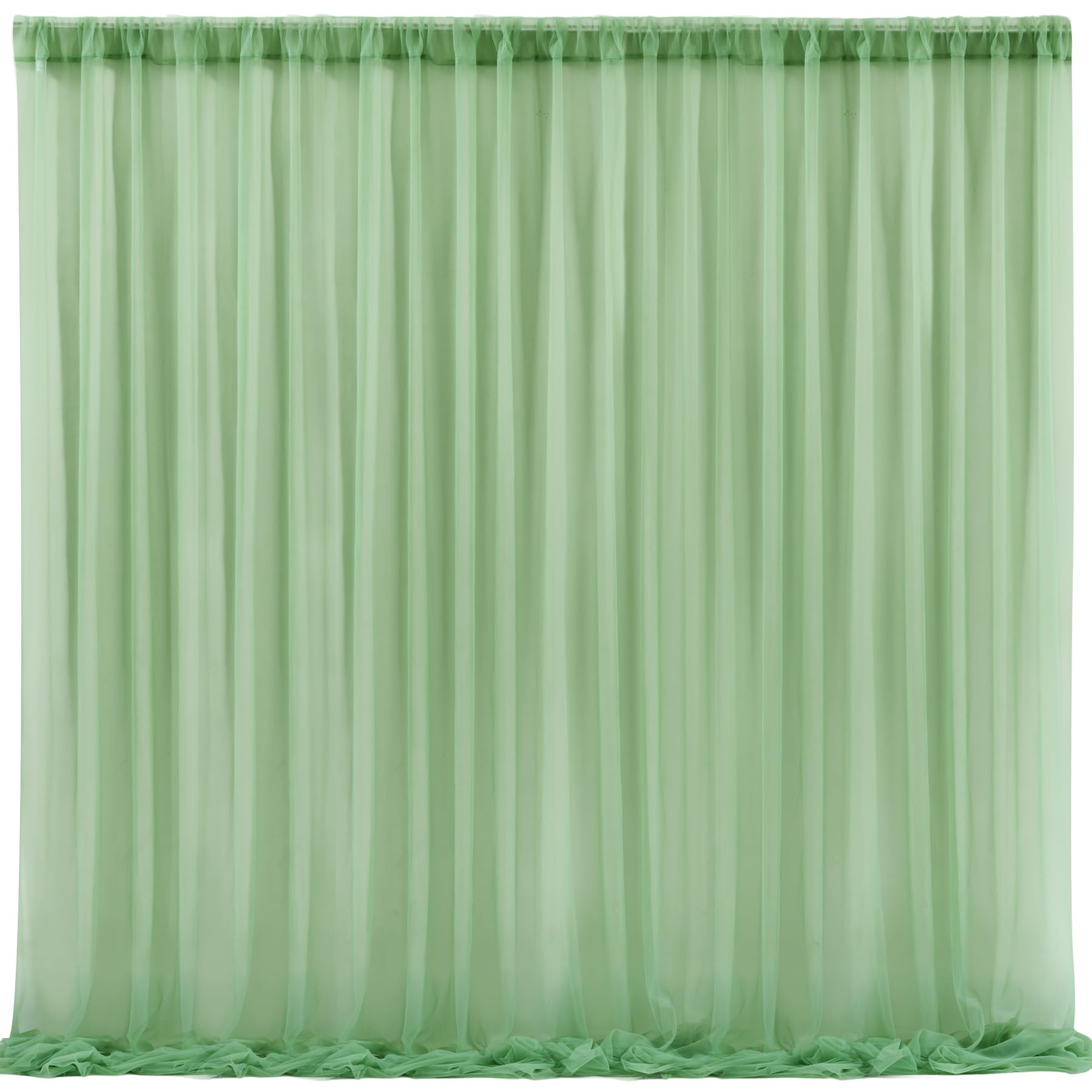 10X10 Green Tulle Backdrop Curtains For Parties, Sheer Backdrop Curtain Wedding Photo Backdrop Drapes For Baby Shower Photograph
