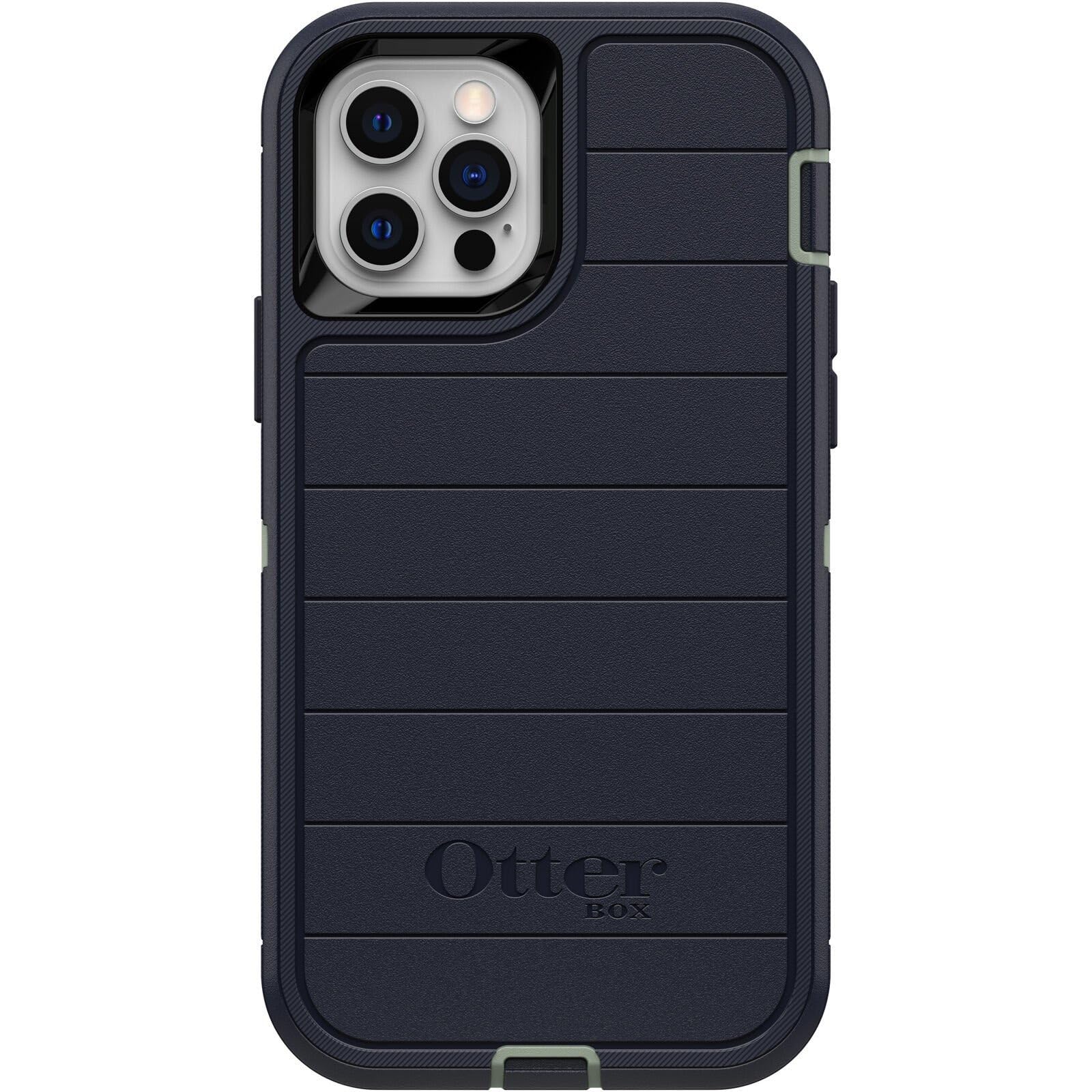 Otterbox Iphone 12 & Iphone 12 Pro Defender Series Series Case   Varsity Blues (Desert Sage/Dress Blues), Rugged & Durable, With