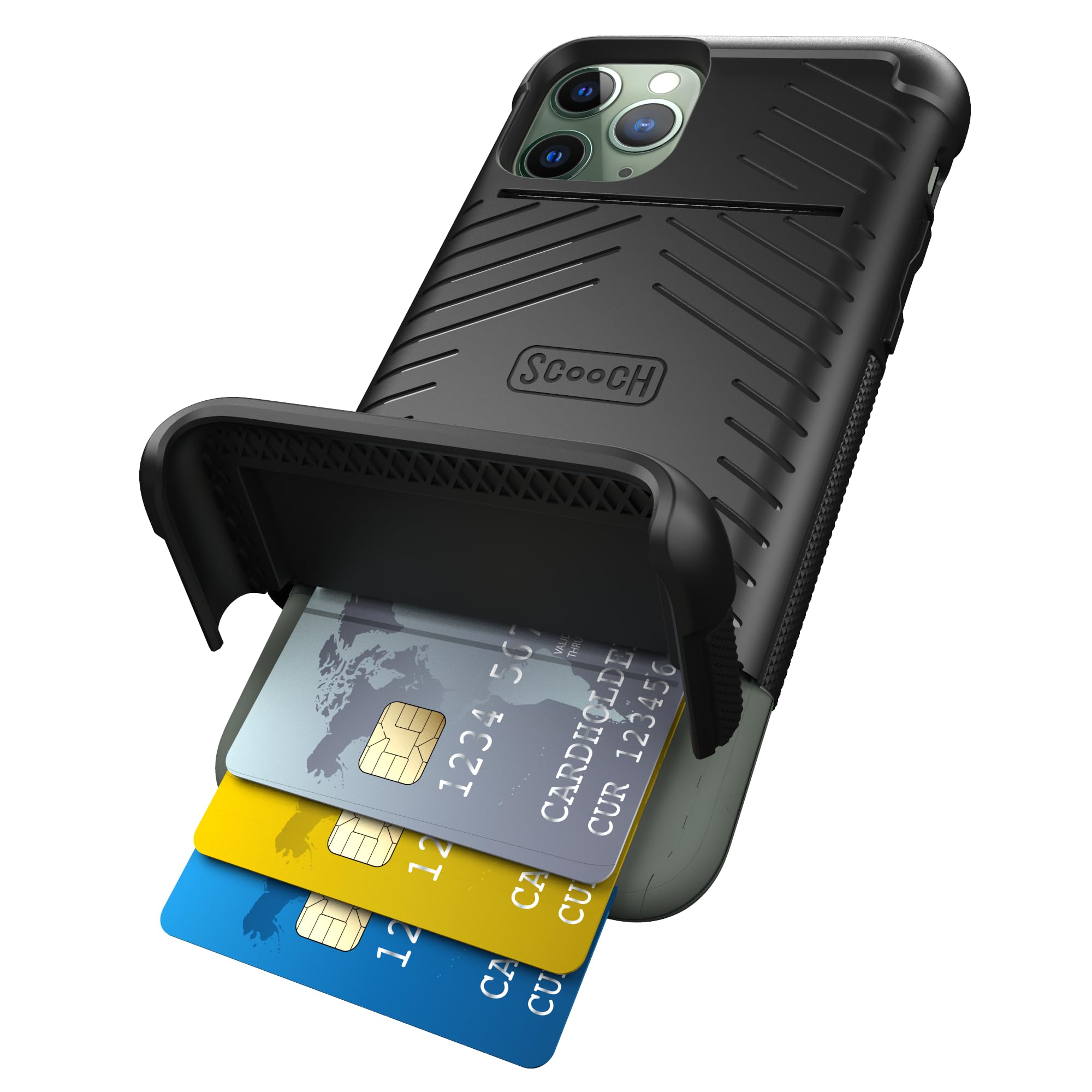 Scooch for iPhone 11 Pro Case with Card Holder, Wingmate Wallet Case with Hidden Card Slot and RFID Protection for 3 Cards, 10-F