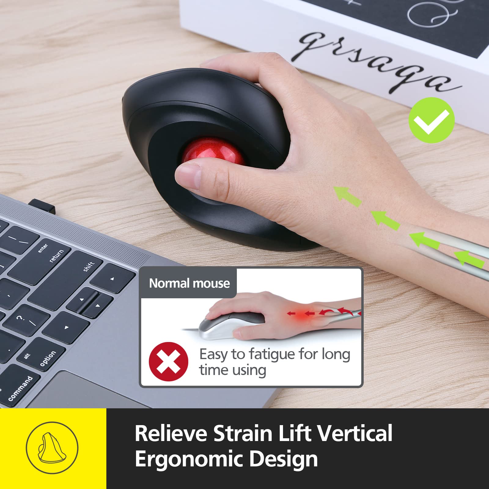 Micropack Wireless Trackball Mouse, 2023 New Upgrade Ergonomic Mouse With Wireless Vertical Rollerball Computer Mouse, 3 Adjusta