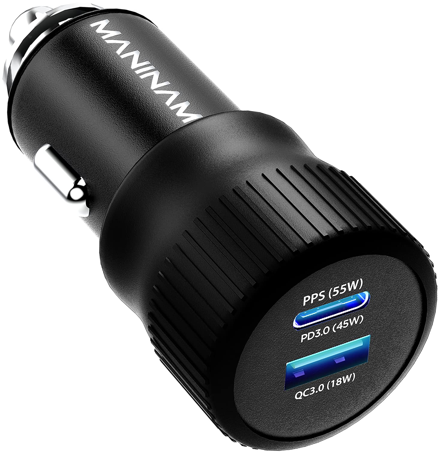 MANINAM All-Metal 73W Super Fast USB-C Car Charger M113 - PPS PD 3.0 Dual-Port Fast Charger 55W+18W for Samsung S24 S23 S22 Note