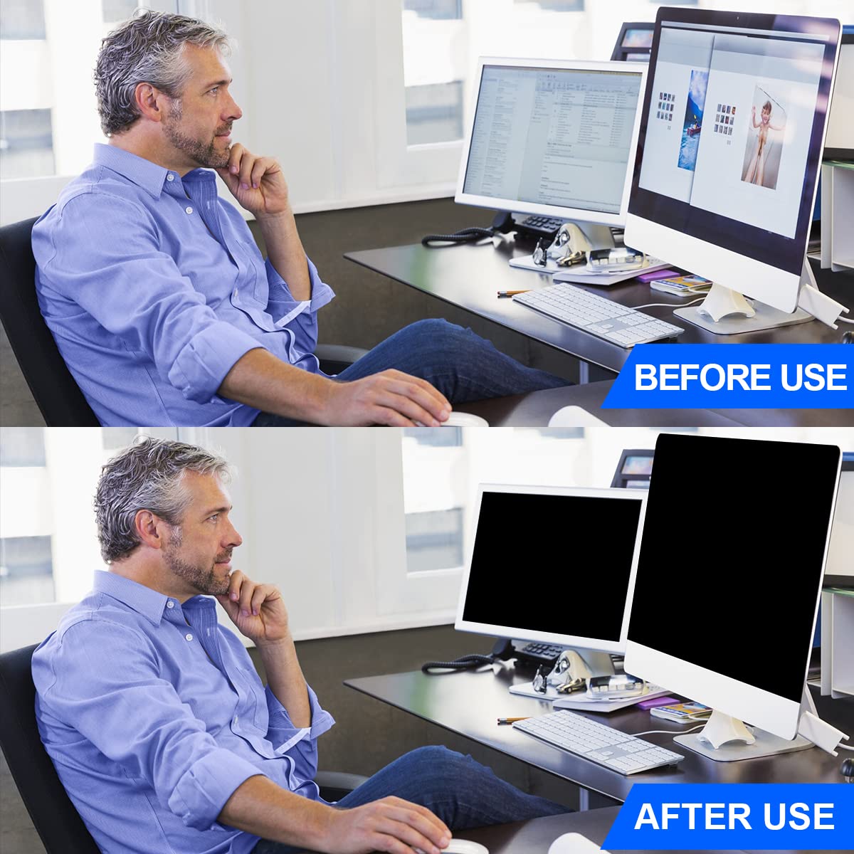Gudteke Computer Privacy Screen Filter 27'' Hanging Privacy Screen Protector Compatible Widescreen Computer Monitor With Aspect
