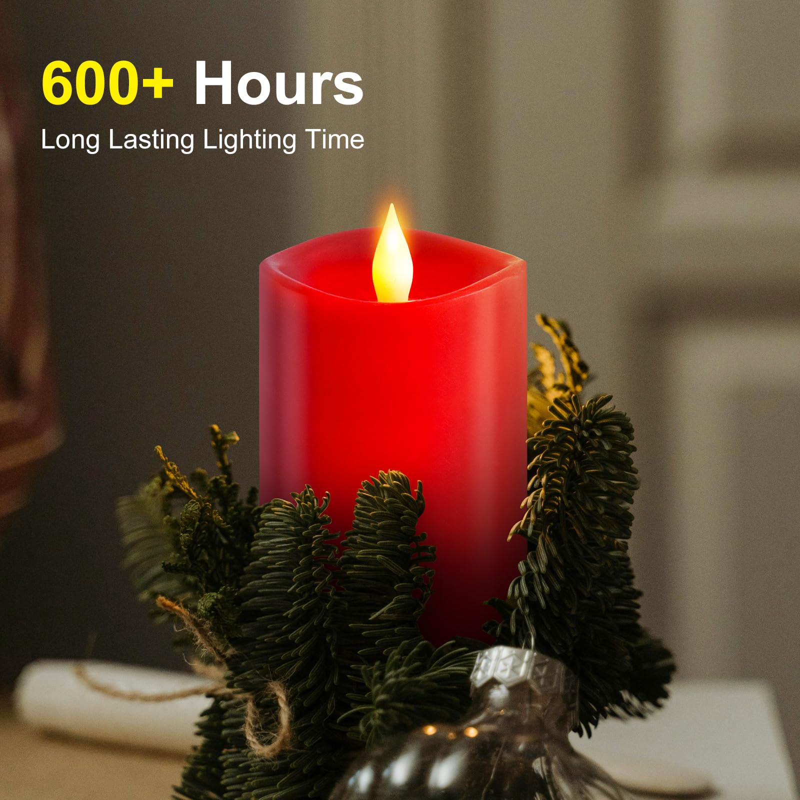 Milysoek 1Pcs, 3 X 5 Inches Flameless Candle With Remote Control, 3D Flickering Wick, Real Wax Pillar Led Candles, Battery Candl