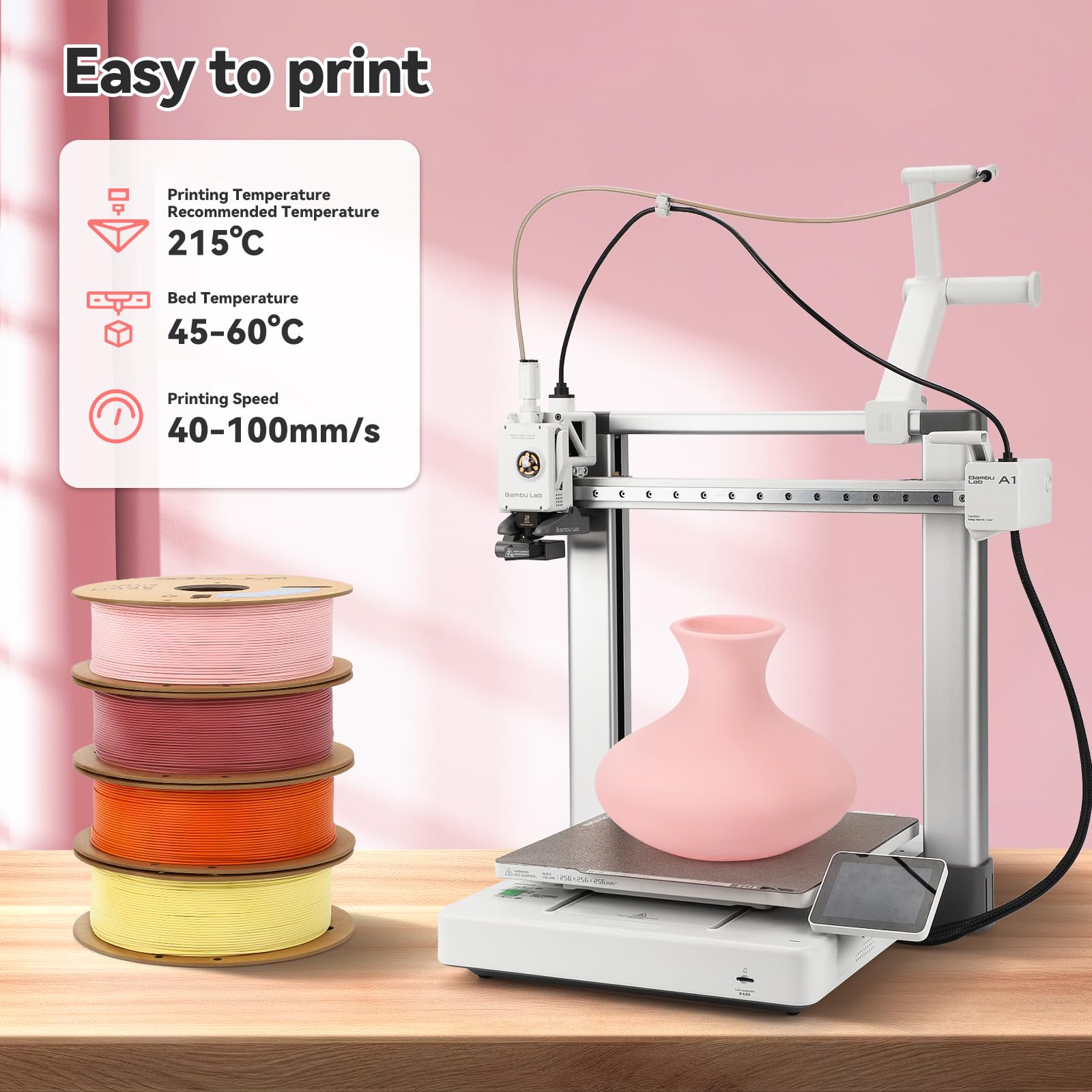 3Dhojor Matte Pla Filament 1.75Mm, Upgrade 1Kg Cardboard Spool Pla Filament 1.75 Pla 3D Printing Filament, Print With Most 3D Pr