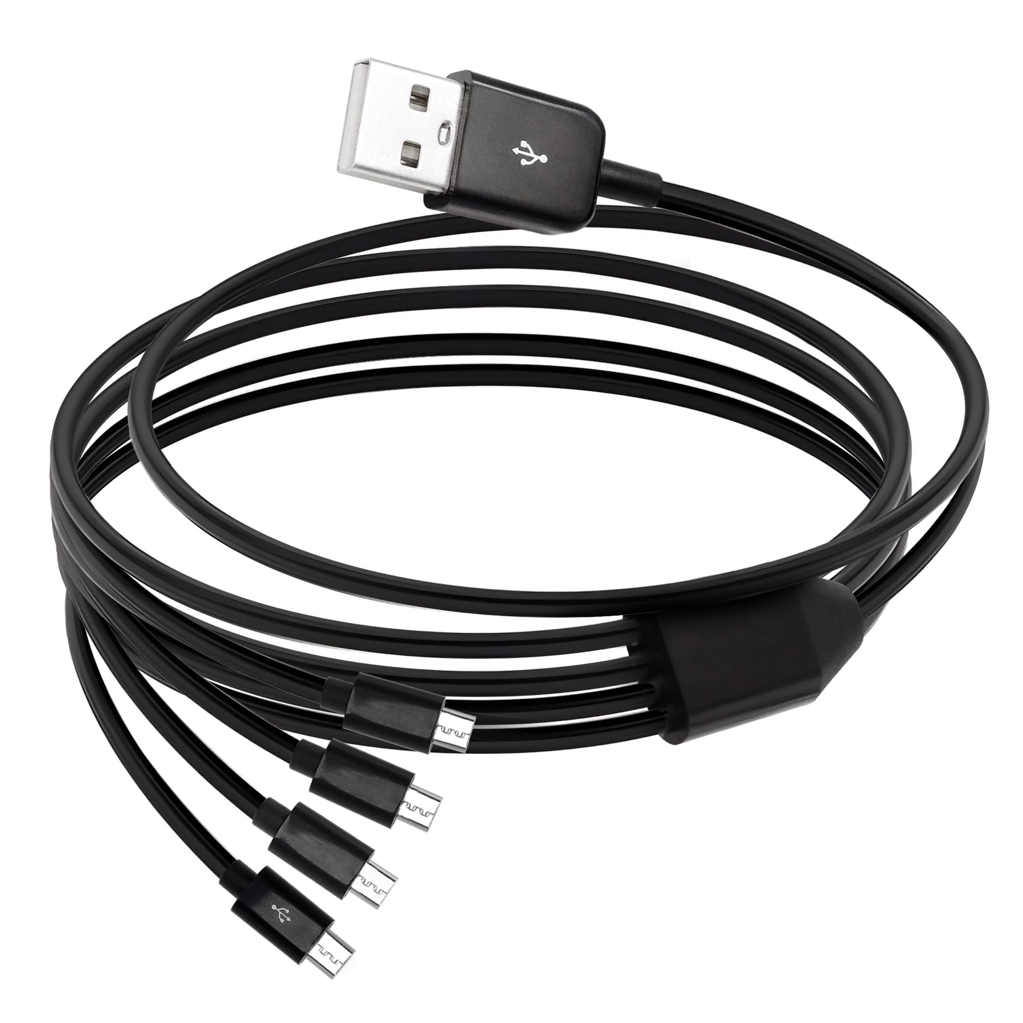 Qianrenon 4 In 1 Micro Usb B Data Cable, 1.5M/4.92 Ft (Black) For Smartphone, In Vehicle Devices, Bluetooth Devices