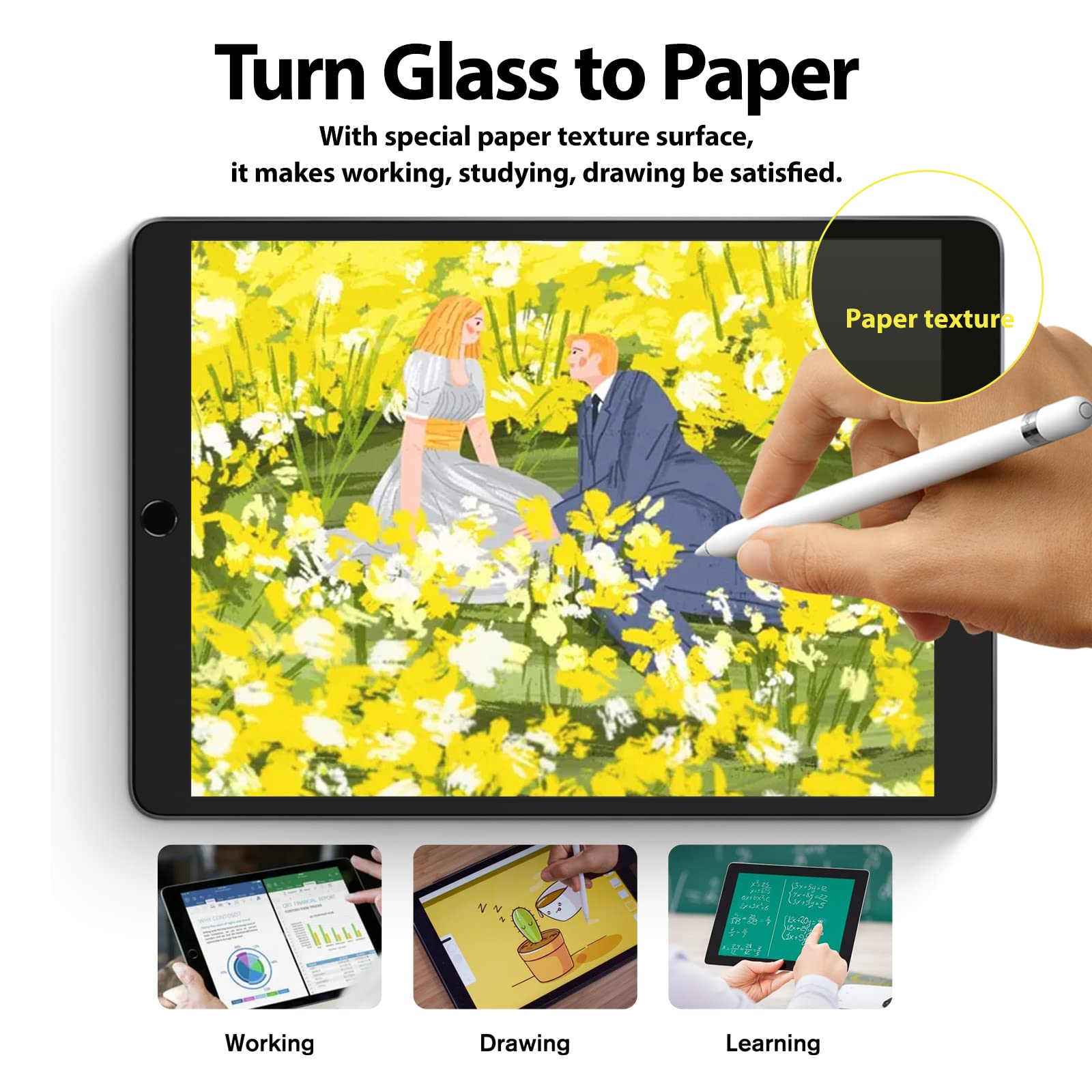 Hocents. Paperfeel Glass Screen Protector Compatible With Ipad 9Th/8Th/7Th Generation 10.2 Inch [Auto Alignment Tool] [Ez Kit] [