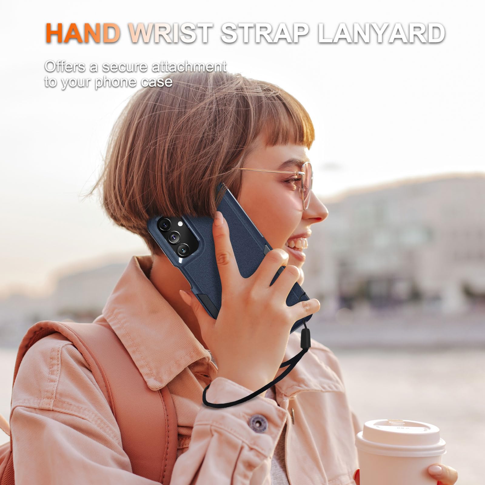 Rmocr Case For Samsung Galaxy A15 5G, Full Body Heavy Duty Rugged Shockproof Protective Phone Cover With Lanyard Strap, Tempered