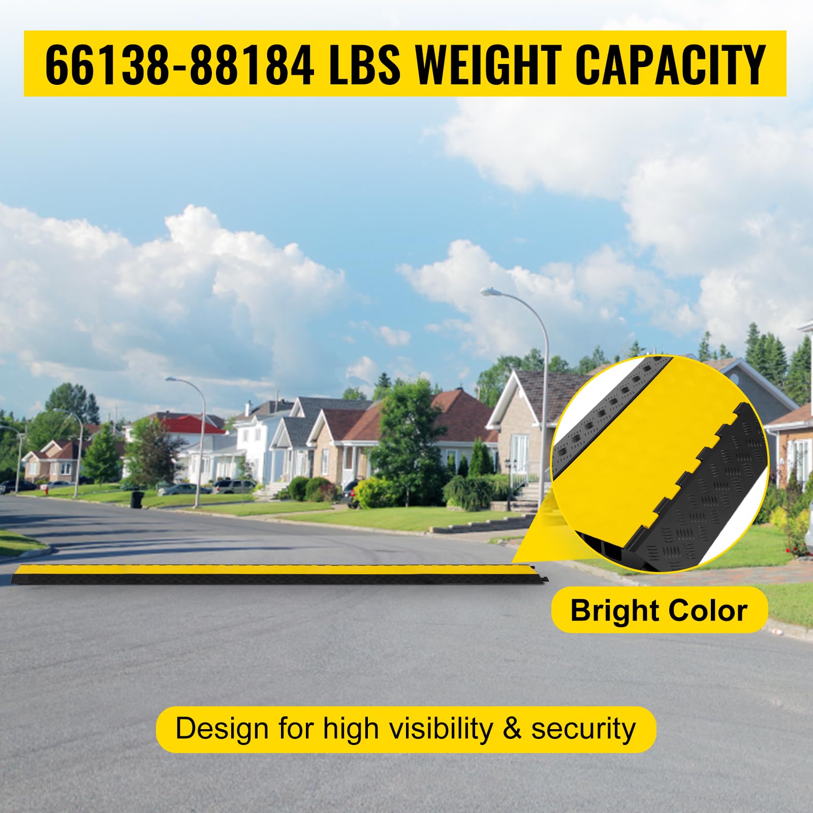 Vevor 5 Channel Cable Protectors Extreme Rubber Cable Ramps Heavy Duty Protective Cable Wire Cord Ramp Driveway Rubber Traffic S