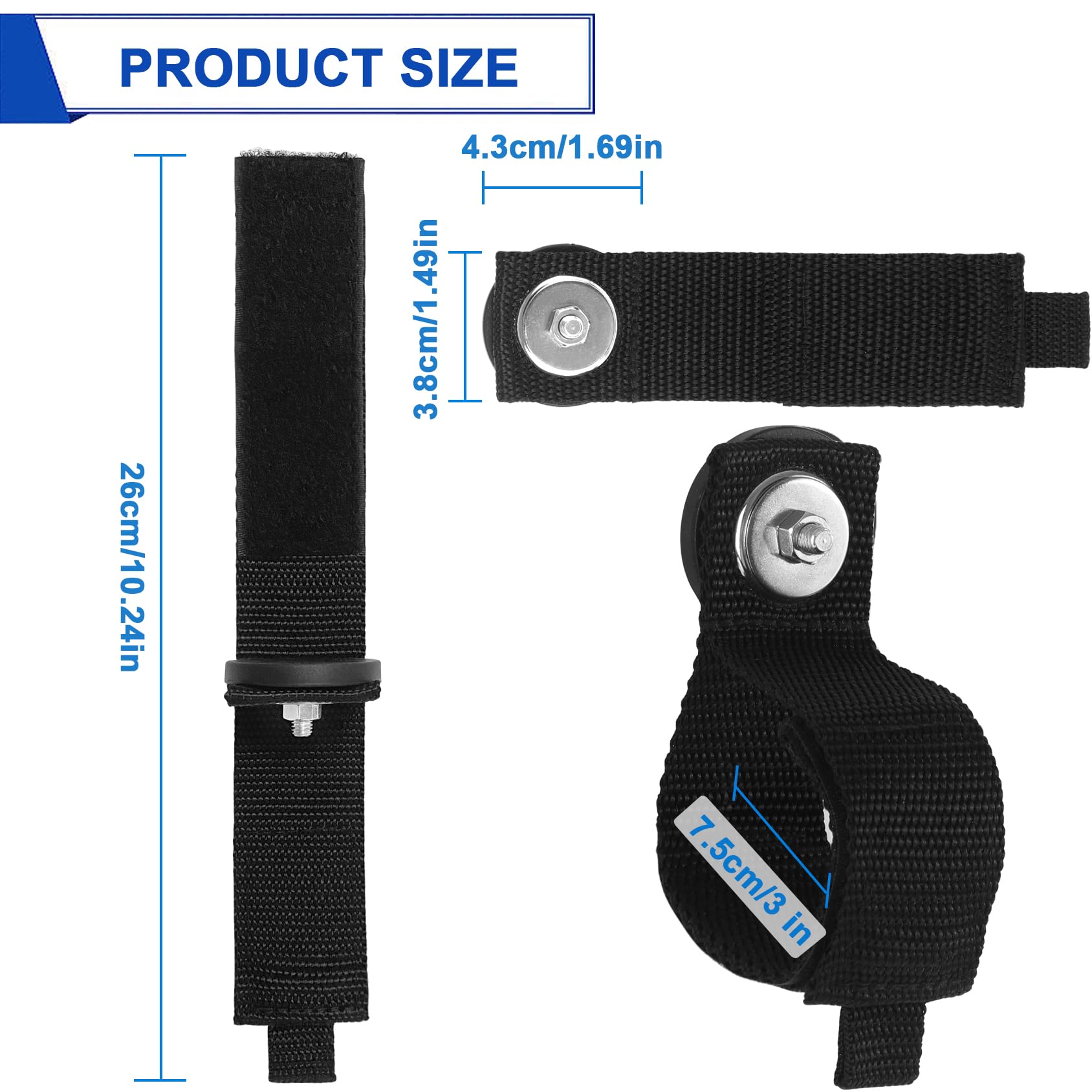 Kanemc Heavy Duty Magnetic Cable Storage Straps Nylon Black 4 Pack for Garage Organization