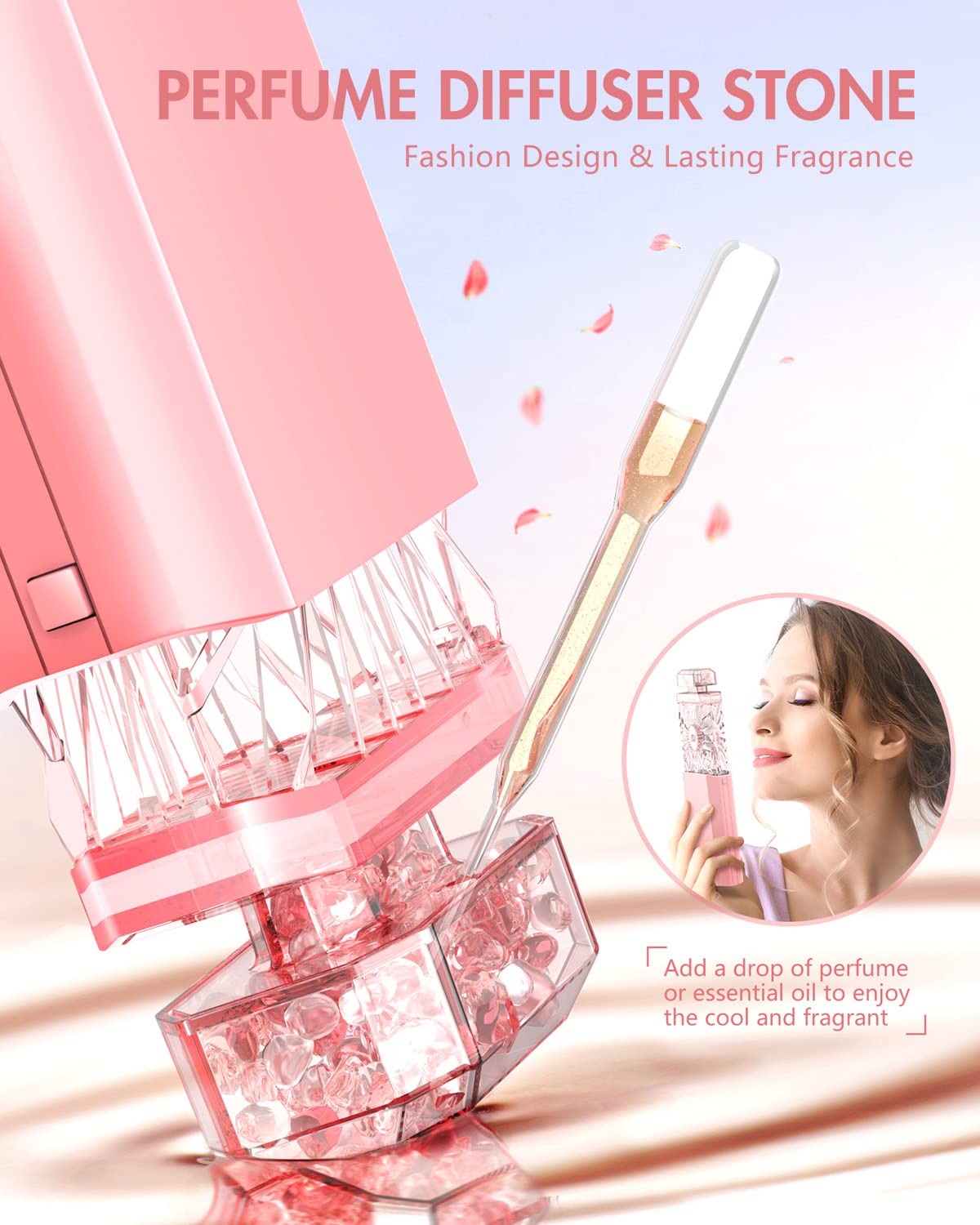 Jentxon Lady Handheld Fan, Rechargeable Small Personal Fan With 3 Speeds Setting, Powerful Quiet Pull Out Portable Fan, Mini Coo