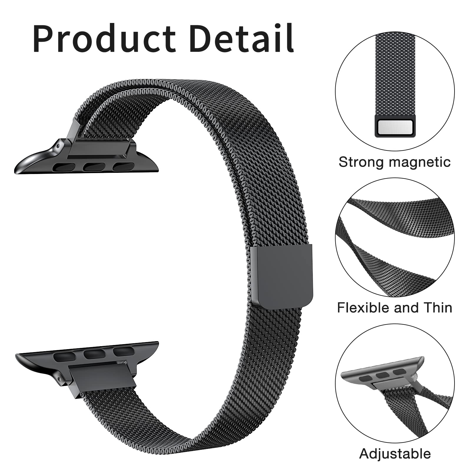 Compatible With Apple Watch Band, Stainless Steel Slim & Thin Mesh Magnetic Clasp Strap Women And Girl Replacement Band For Iwat
