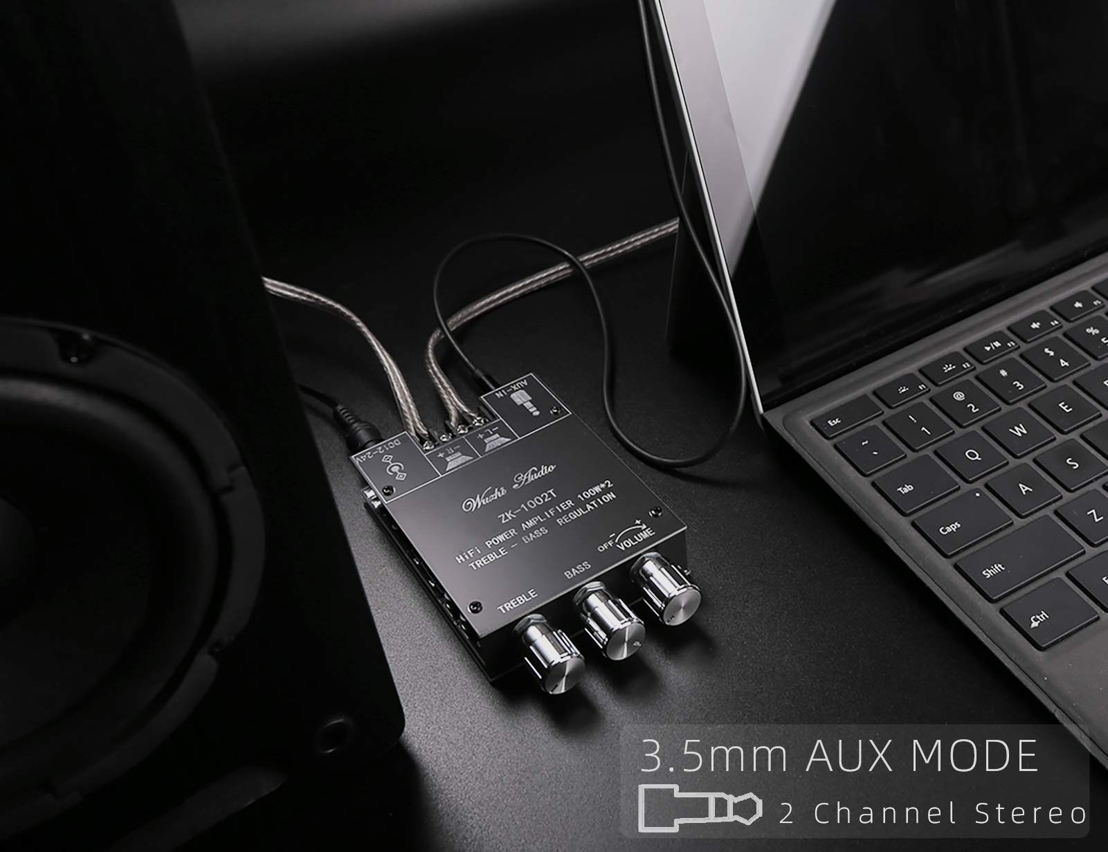 200W Bluetooth 5.0 Stereo Audio Receiver Amplifier Board With Treble And Bass Control 2 Channel Mini Wireless High Power Digital