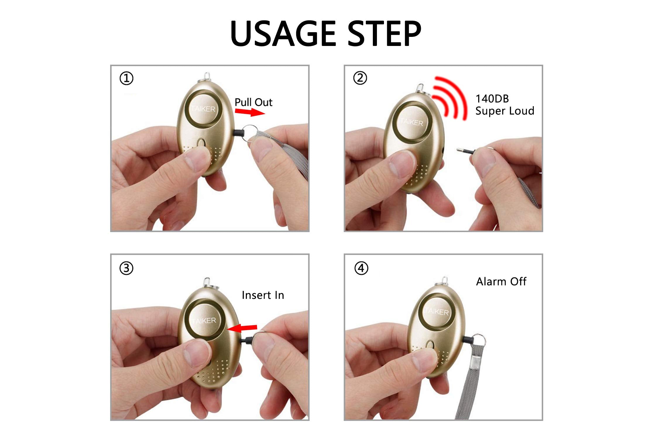 Personal Alarm For Women, 10 Packs 140Db Emergency Self Defense Security Alarm Keychain With Led Light For Women Kids And Elders