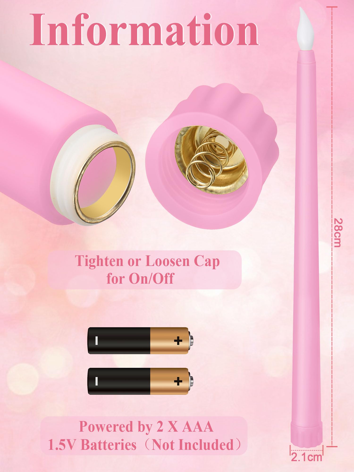 Funtery 48 Pcs Flameless Led Taper Candles 11 Inch Battery Operated Flickering Candles Bulk For Christmas Church Wedding Party(P