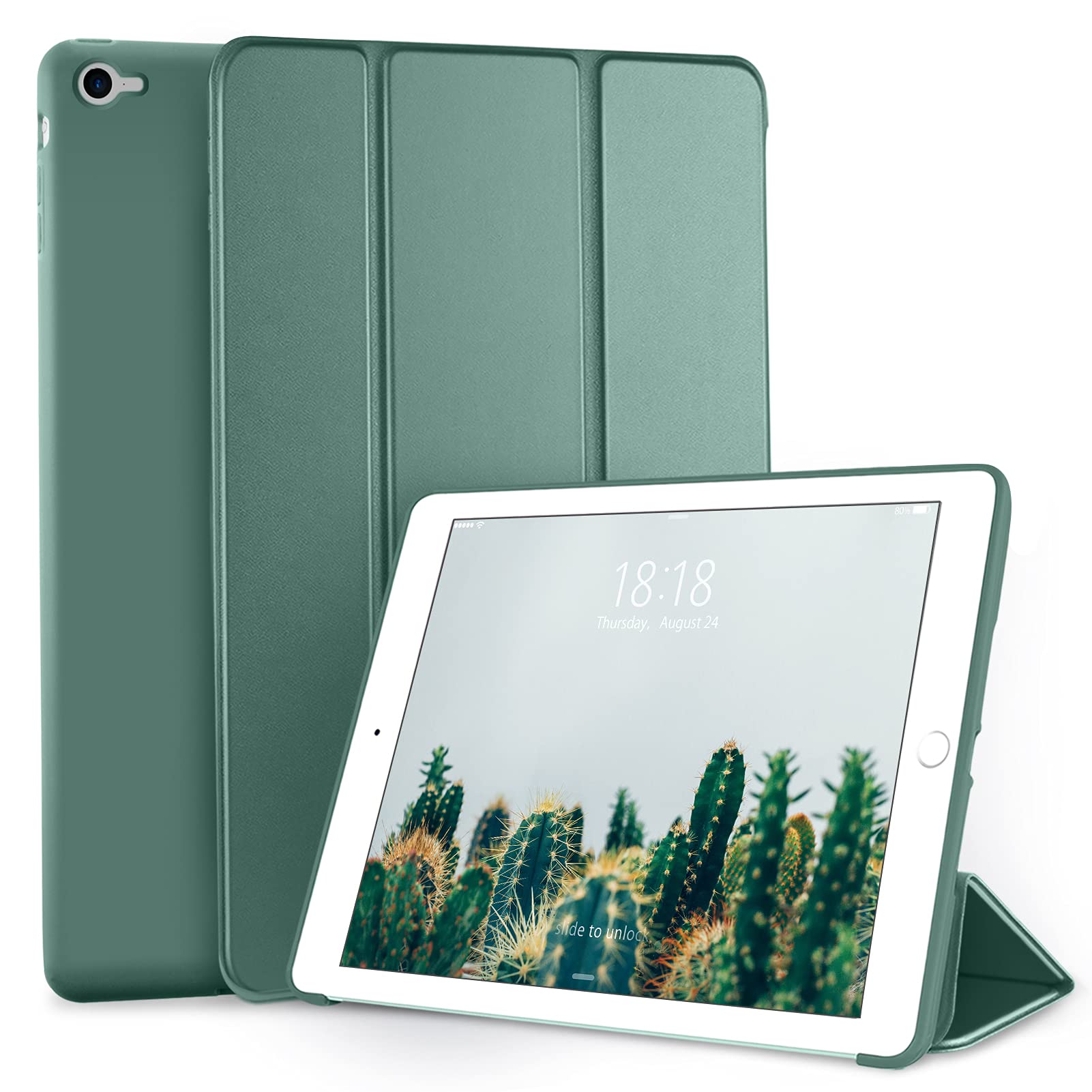 DTTO for iPad Air 2 Case (2014 Released), Ultra Slim Lightweight Smart Case Trifold Stand with Flexible Soft TPU Back Cover for 