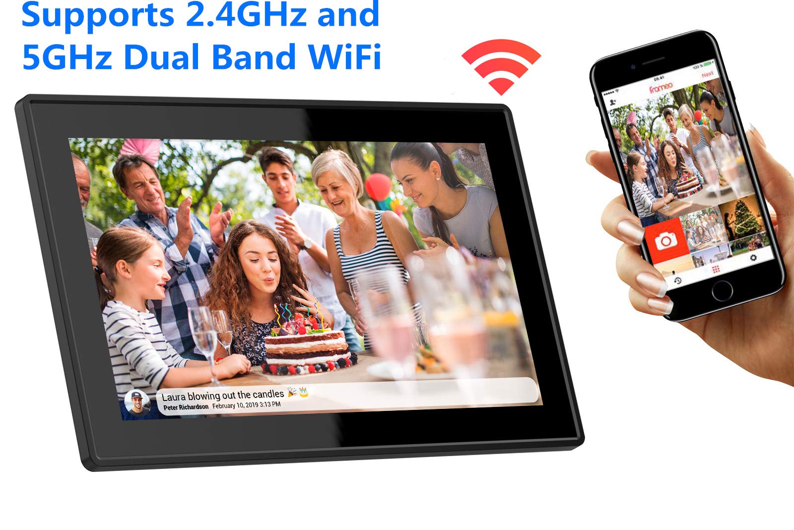 Feelcare 11.6 Inch 16Gb Wifi Digital Picture Frame, 2.4Ghz And 5Ghz Dual Band Wifi, Touch Screen, 1920X1080 Ips Lcd Panel, Send