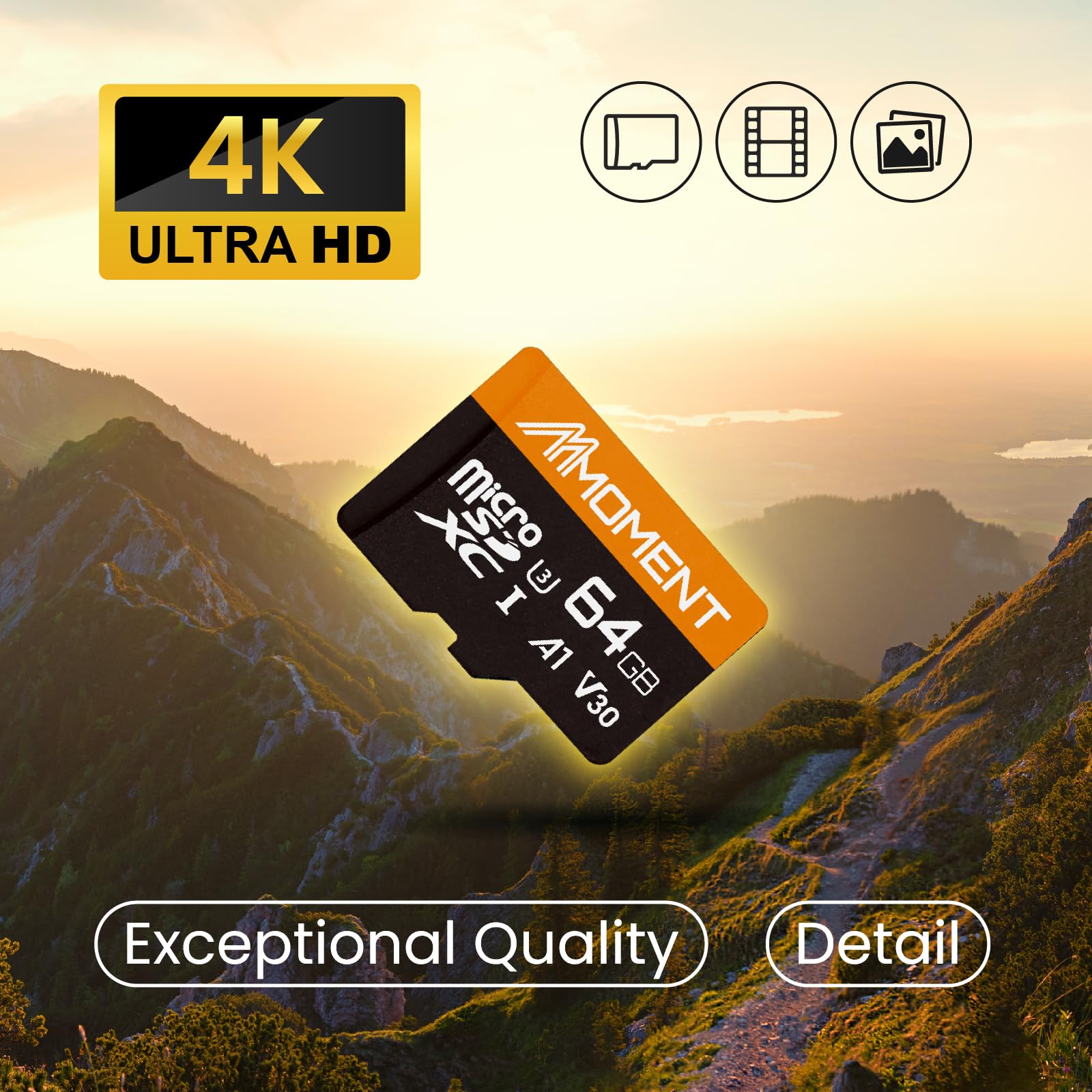 Mmoment 64Gb Micro Sdxc Card, A1, Uhs I, U3, V30, Class10 Compatible, Read Speed Up To 95 Mb/S,Write Speed Up To 45 Mb/S, Sd Ada