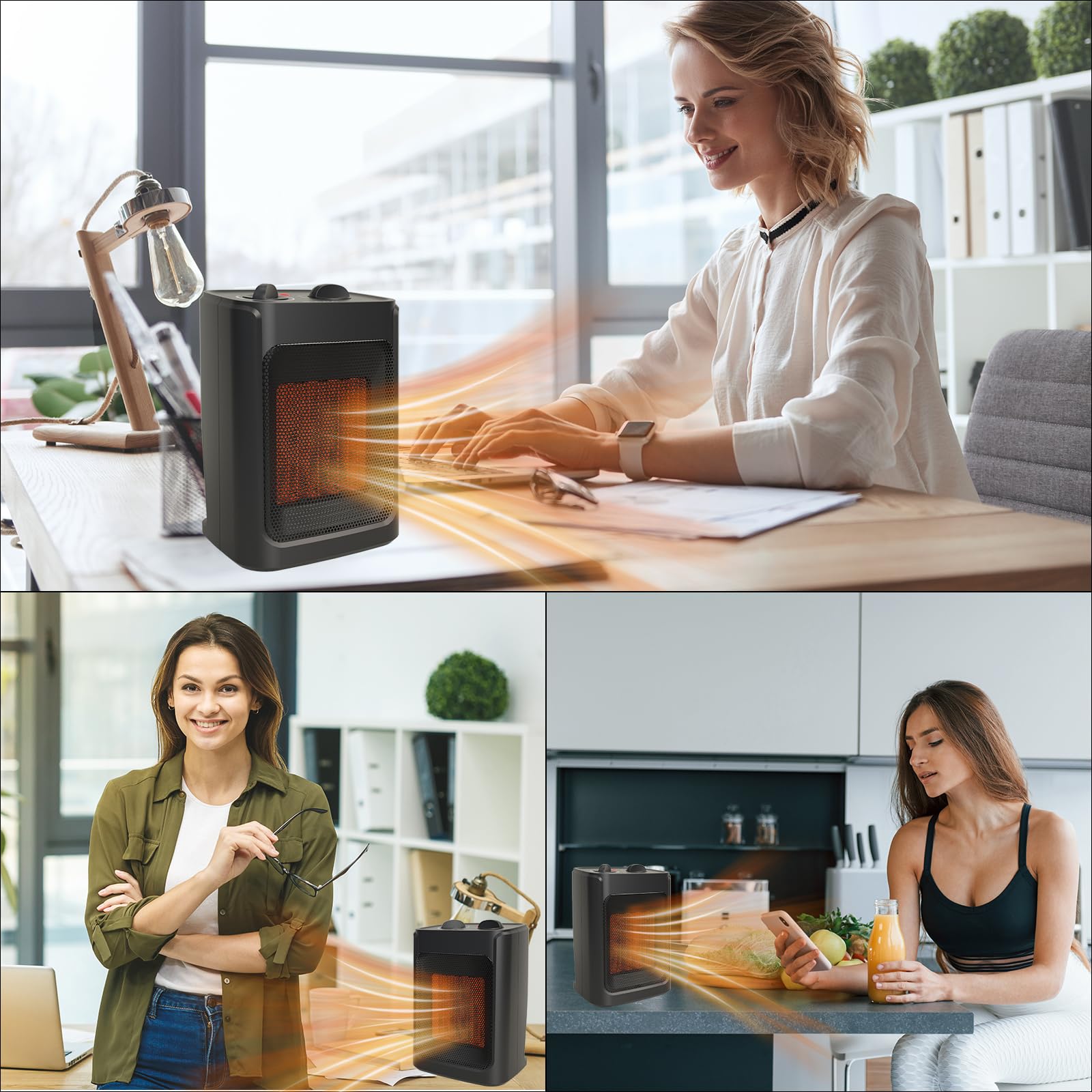 Jndro Portable Electric Space Heater   1500W/750W Safe And Quiet Ceramic Mini Heater Fan With Thermostat, Heat Up 200 Square Fee