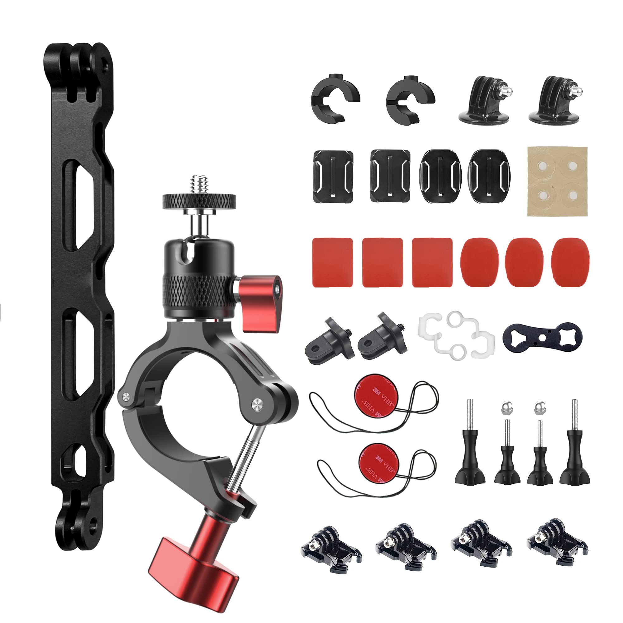 Riding Accesories For Gopro Motorcycle Handlebar Clamp Helmet Mount Extension Arm Kits For Hero 12 11 10 9 8 7 / Insta360 X4 X3