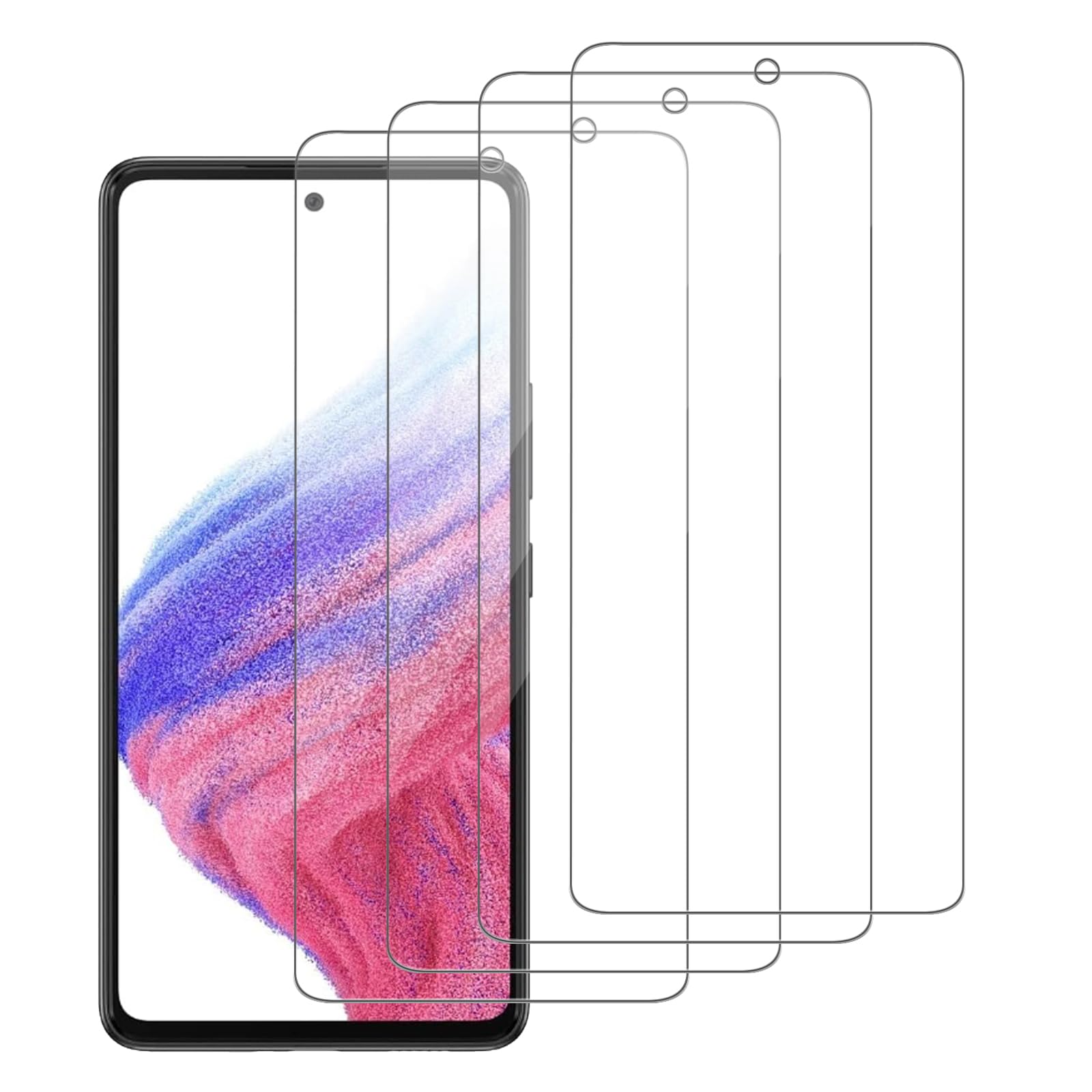 iCsapr 4 Pack Glass Screen Protector Compatible for Samsung Galaxy A53 5G / SM-A536U SM-A536U1 [9H Hardness]-HD Screen Tempered 