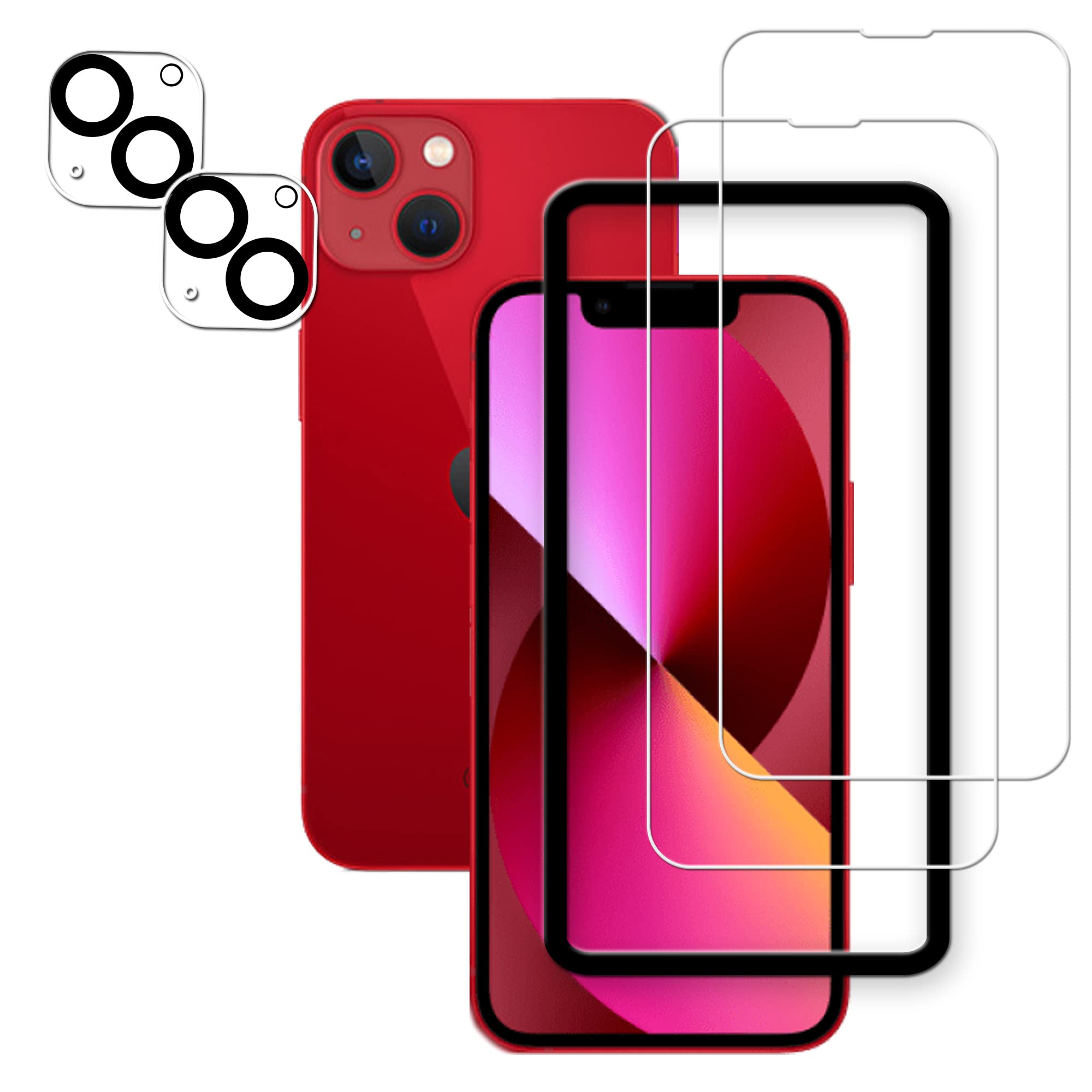 Hkkais Easy Alignment Frame Designed For Iphone 13 Mini Tempered Glass Screen Protector 2 Pack Camera Lens Protector Film 2 Pack