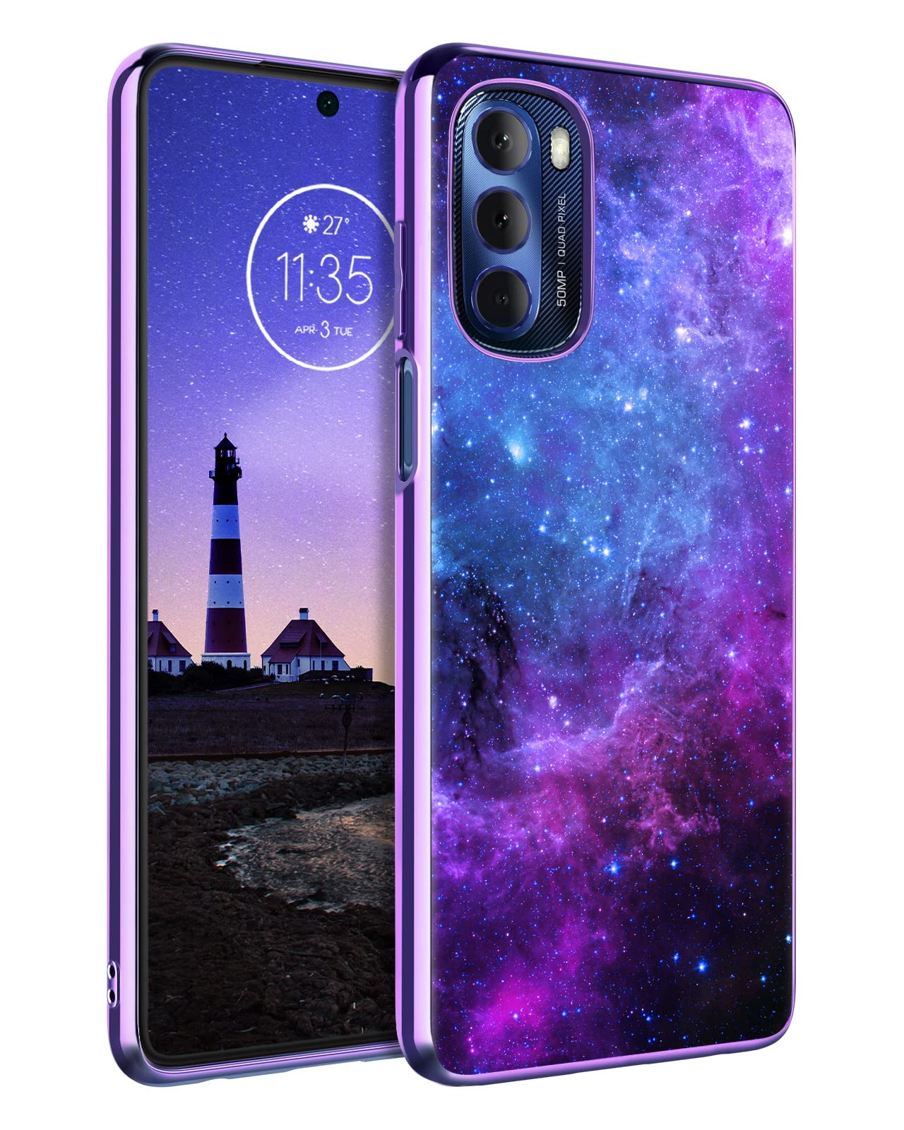 Guagua Compatible With Motorola Moto G Stylus 5G Case 2022 6.8 Inch Glow In The Dark Noctilucent Luminous Space Nebula Slim Cove