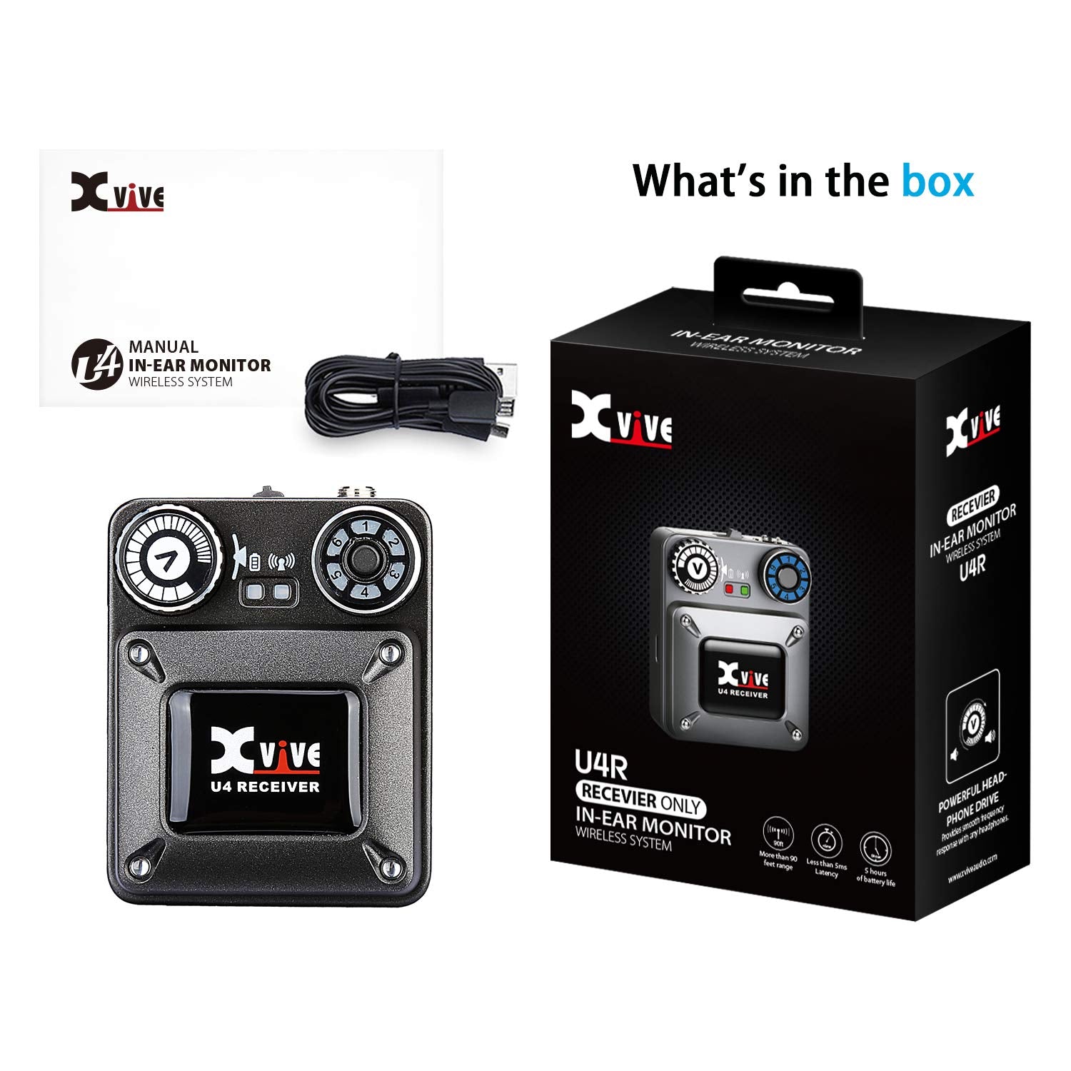Xvive U4R Wireless In Ear Monitor System, Professional Iem System For Studio, Band Rehearsal, Live Performance (U4R Only)