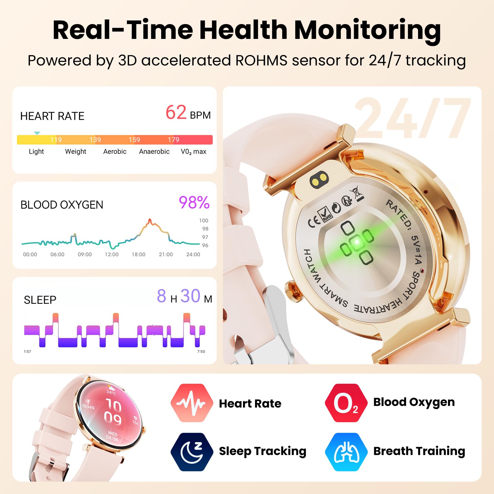 Hwagol Smart Watches For Women Android & Ios Compatible[Calls/Answer/Metal Slim] 1.43 Micro-Spherical Amoled Screen,Ip68 Waterpr