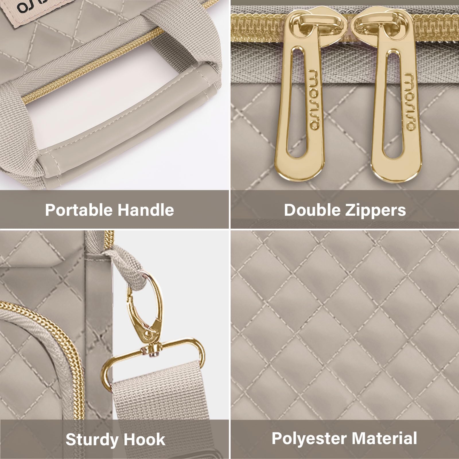 Mosiso 12.9 Inch Tablet Sleeve For 13 Inch Ipad Pro M4 & Ipad Air M2 2024, Ipad Pro 12.9 M2 & M1 2022 2018, Galaxy Tab S8+/S9+ 12.4,Square Quilted Carrying Case With Front 2 Pockets, Taupe Brown