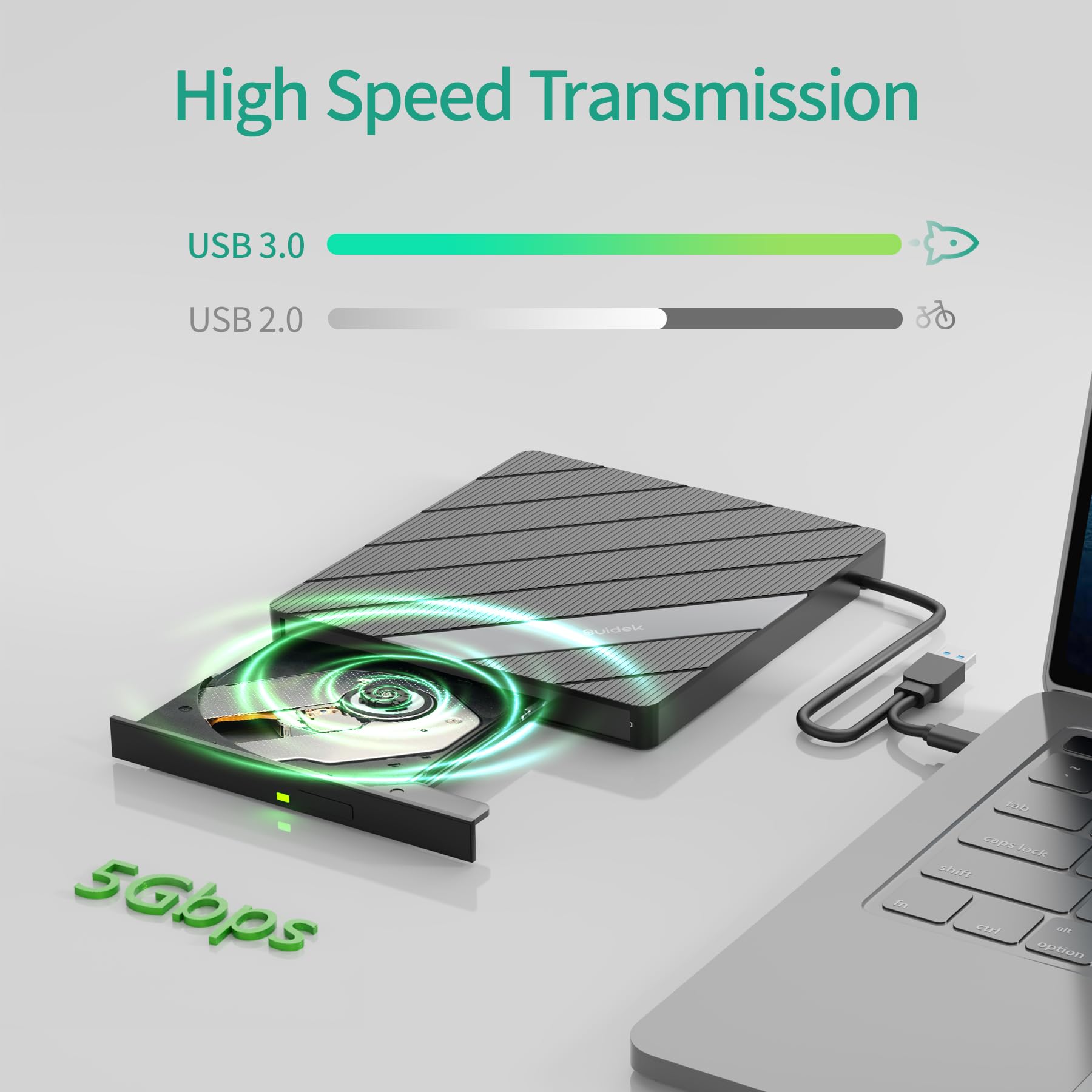 Suidek External Cd Dvd Drive Usb C Usb 3.0, Portable Cd Dvd +/ Rw Burner Dvd Player For Laptop 8 In 1 Hub With Sd/Micro Sd Card