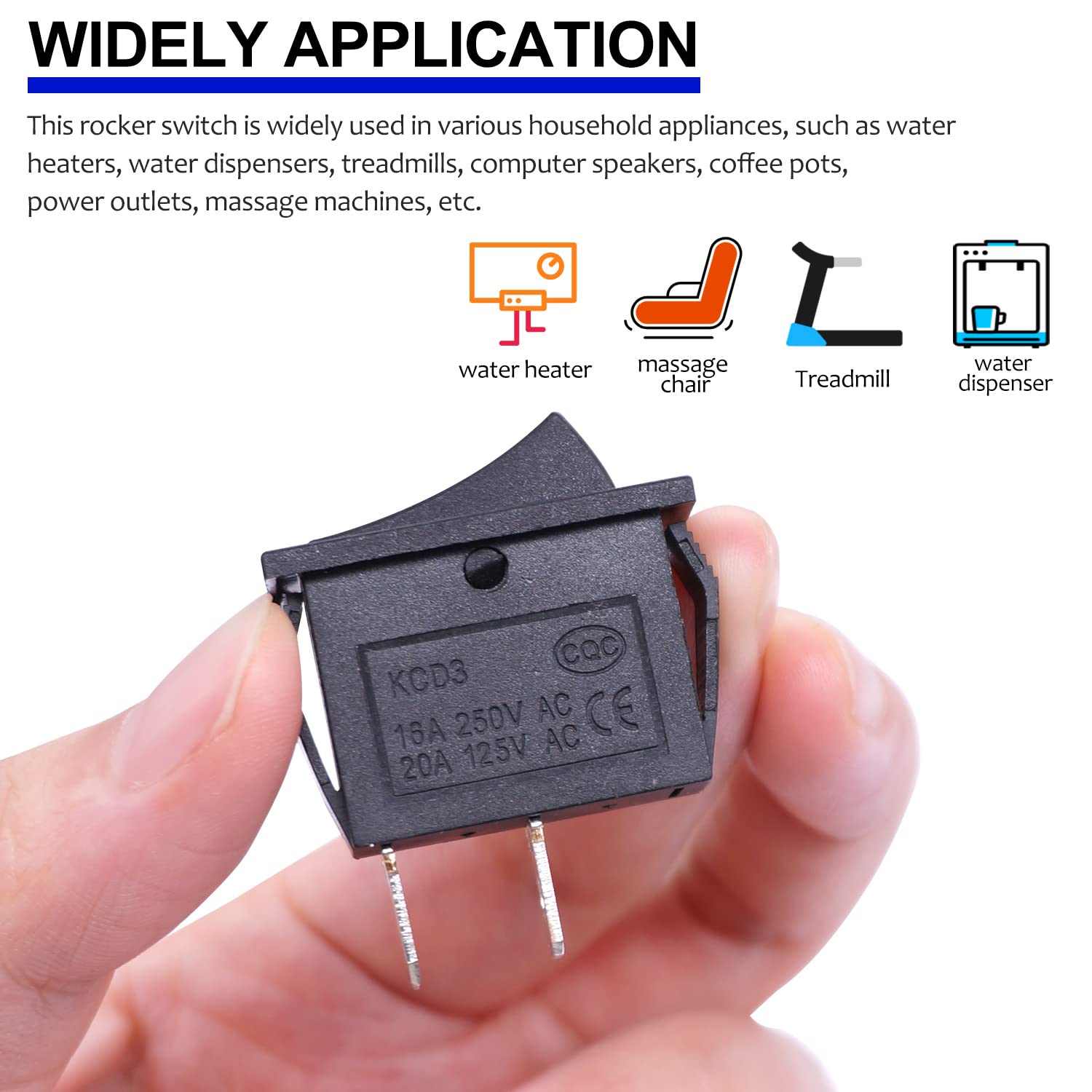 Twidec/5Pcs Rocker Switch 2 Pins 2 Position On/Off Ac 15A/125V 20A/250V Spst Car Boat Black Rocker Switch Toggle Kcd3 101 On Off