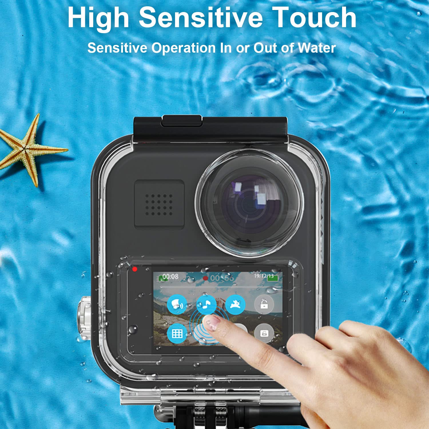 Fitstill Waterproof Case For Go Pro Max Action Camera, Underwater Diving Protective Shell 45M With Touchscreen Bracket Accessori