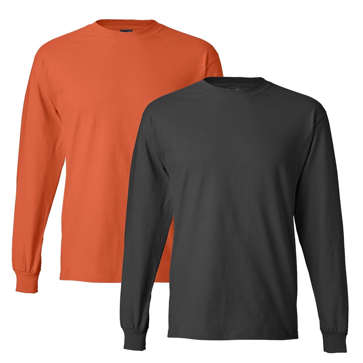 Hanes Mens 61 Oz Long Sleeve Beefy T(5186) Orangesmoke Gray S