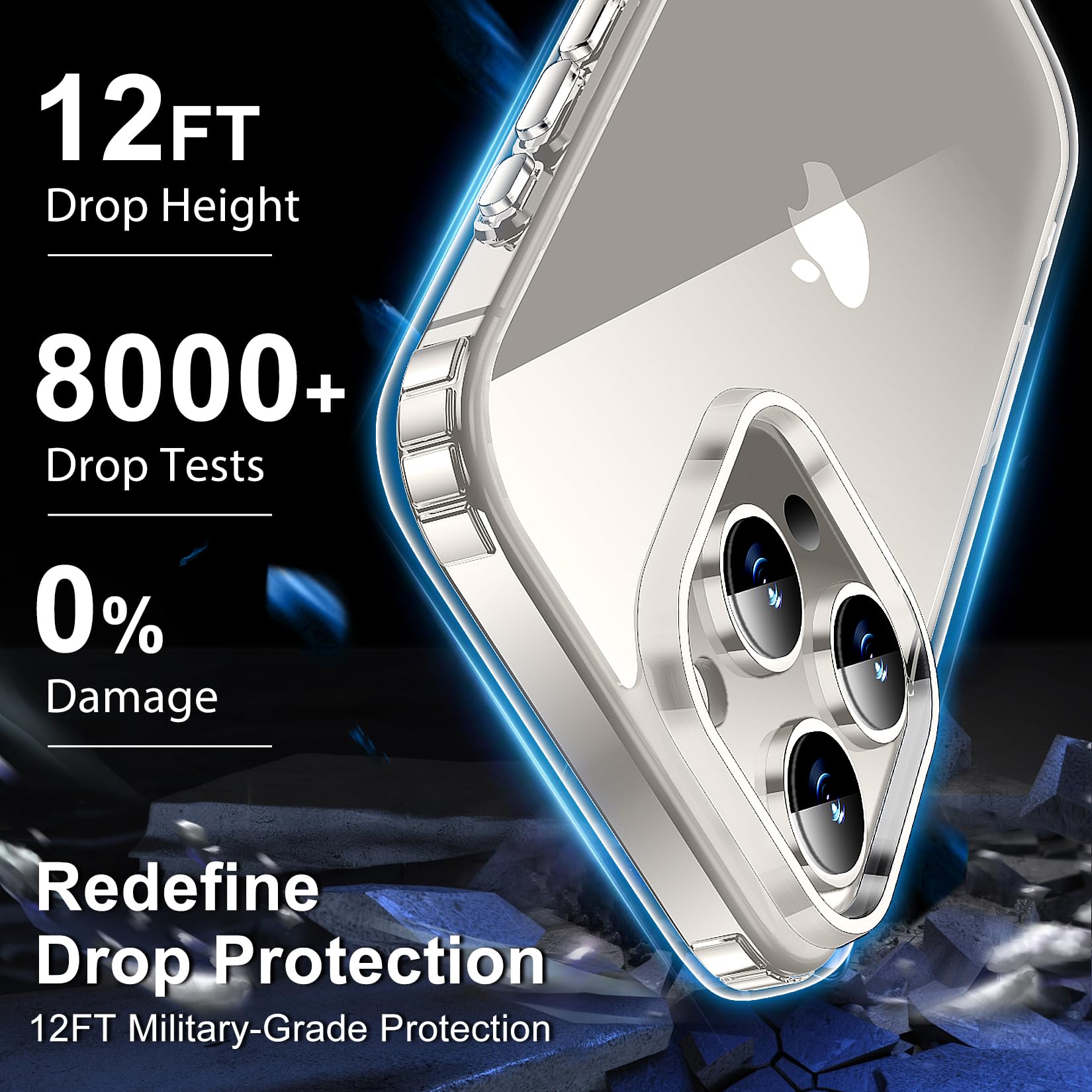 Mozoter For Iphone 16 Pro Case Clear,[Anti Yellowing] [Non Slip] Shockproof Bumper Phone Cover,Slim Thin Cute Case For Iphone 16