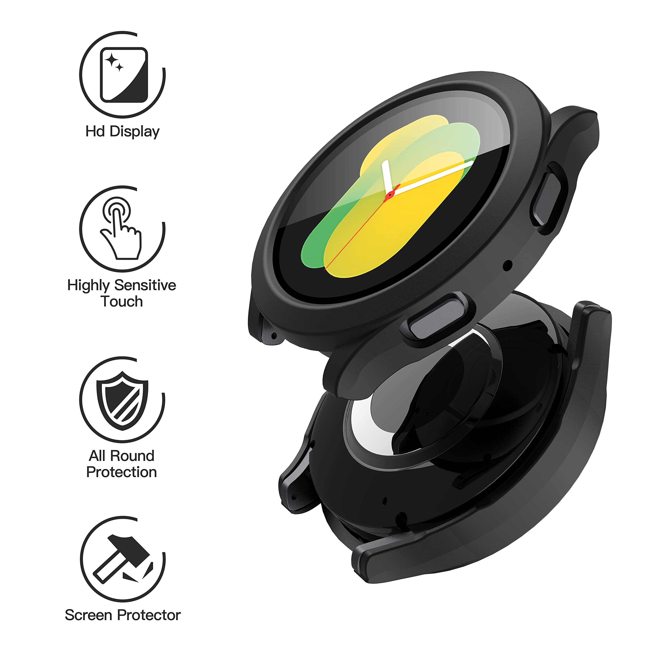 Misxi 2 Pack Hard Pc Case With Screen Protector For Samsung Galaxy Watch 5 Galaxy Watch 4 40Mm, Ultra Thin Scratch Resistant Cov