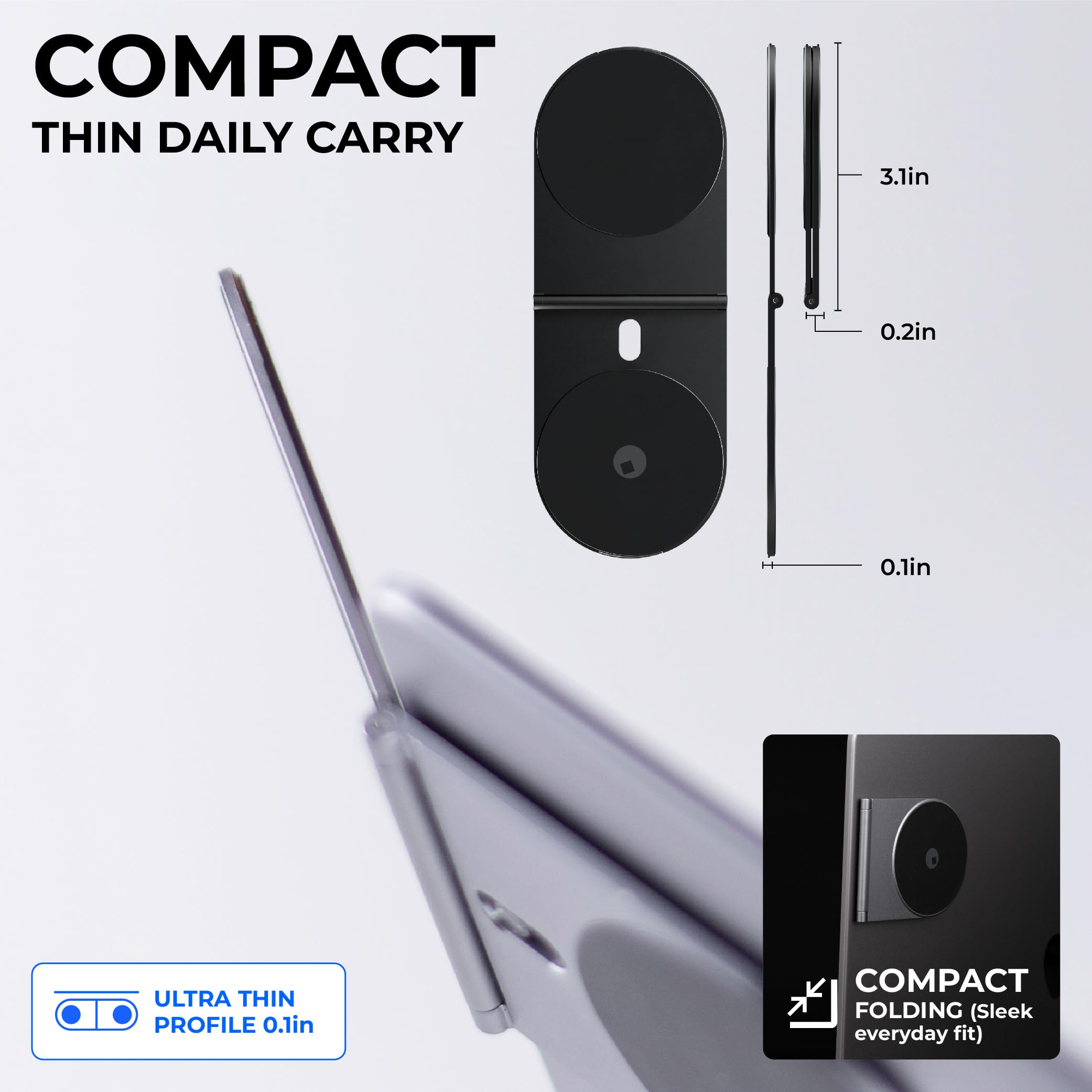 Rolling Square Edge Pro Core - Magnetic Mount Phone Holder Stand For Computers And Tablets | Secure Metal Plate Adhesive Or Stan