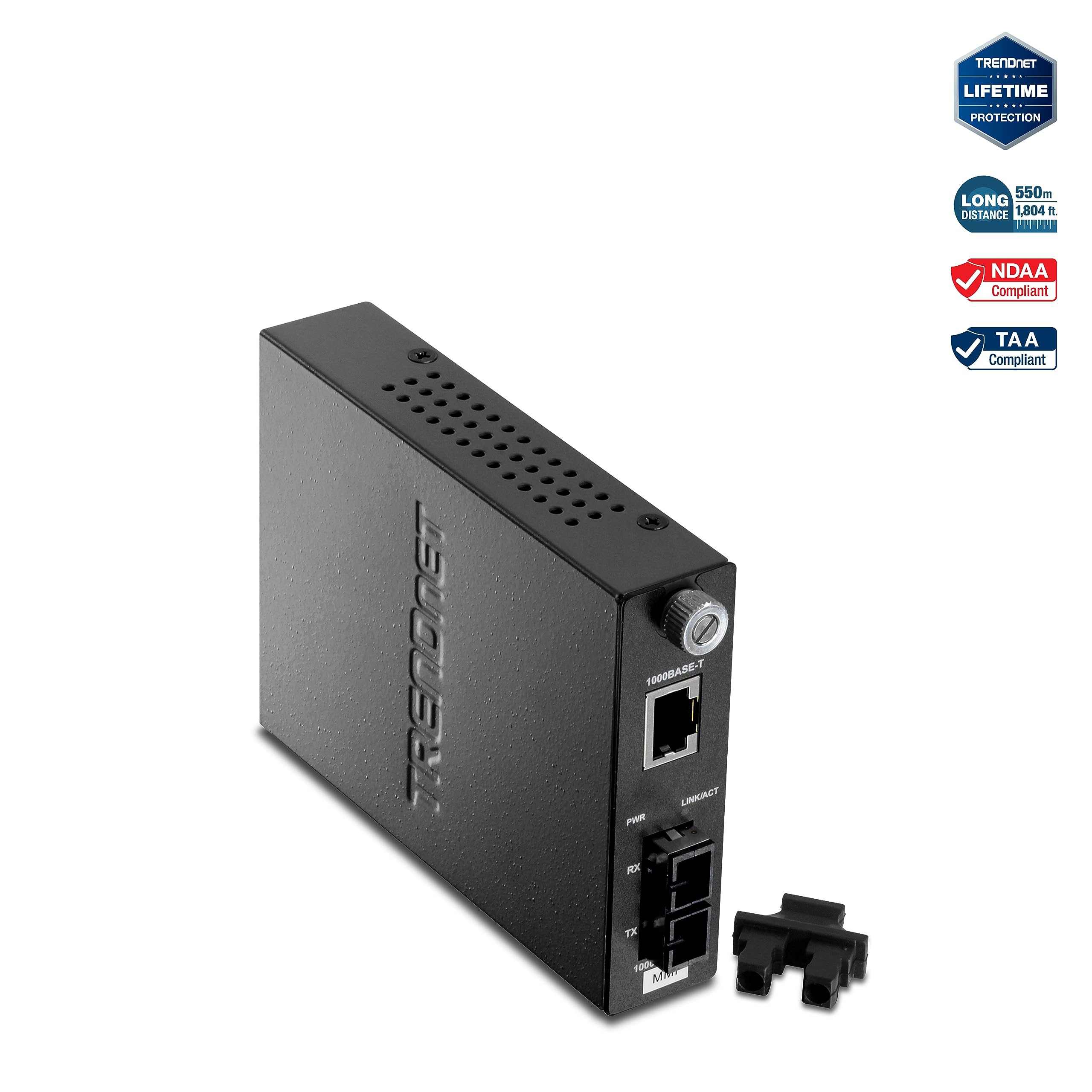 Trendnet Intelligent 1000Base T To 1000Base Sx Multi Mode Sc Fiber Media Converter, Up To 550M (1800 Ft), Fiber To Ethernet Conv