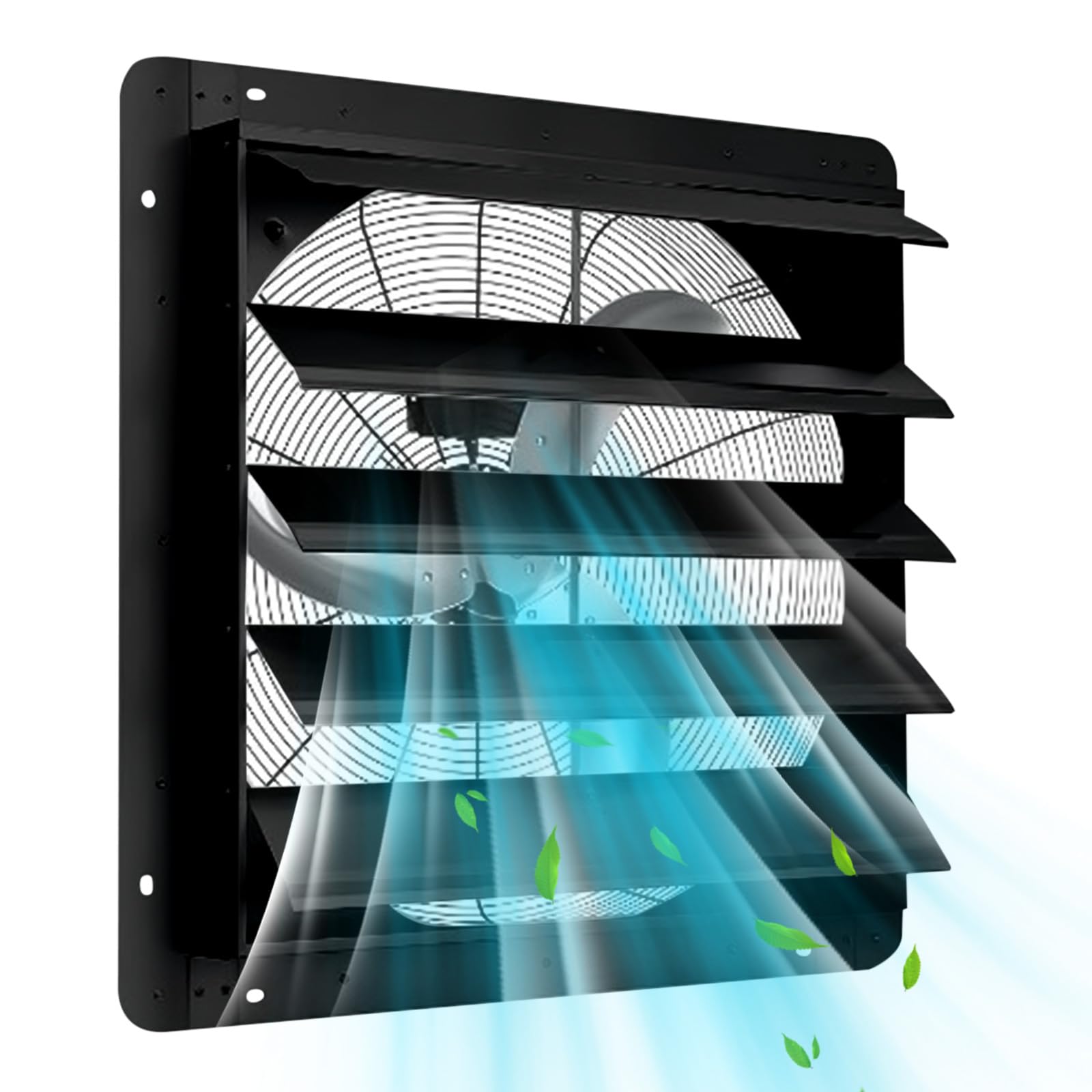 Garvee 24 In Shutter Exhaust Fan, Wall Mounted Shutter Exhaust Fan Aluminum, 3500 CFM High Speed Louvered Vent Fan with Automati