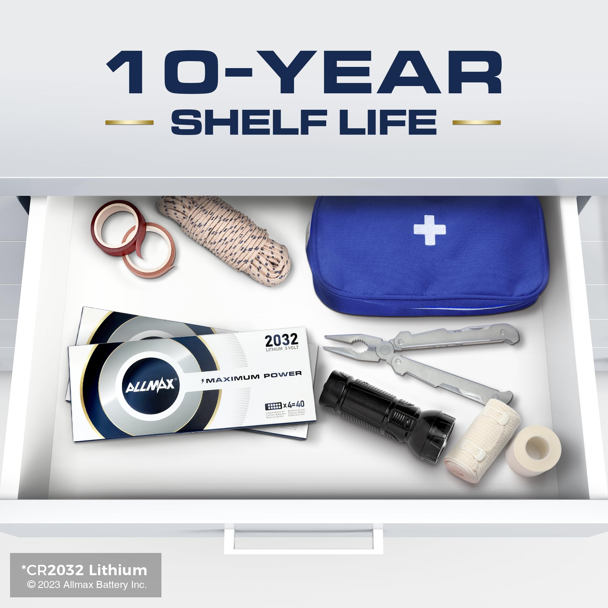 Allmax Cr2032 Lithium Coin Batteries (40 Count) - Longest Lasting, Leakproof Design, 10-Year Shelf Life, Ultimate Performance, P