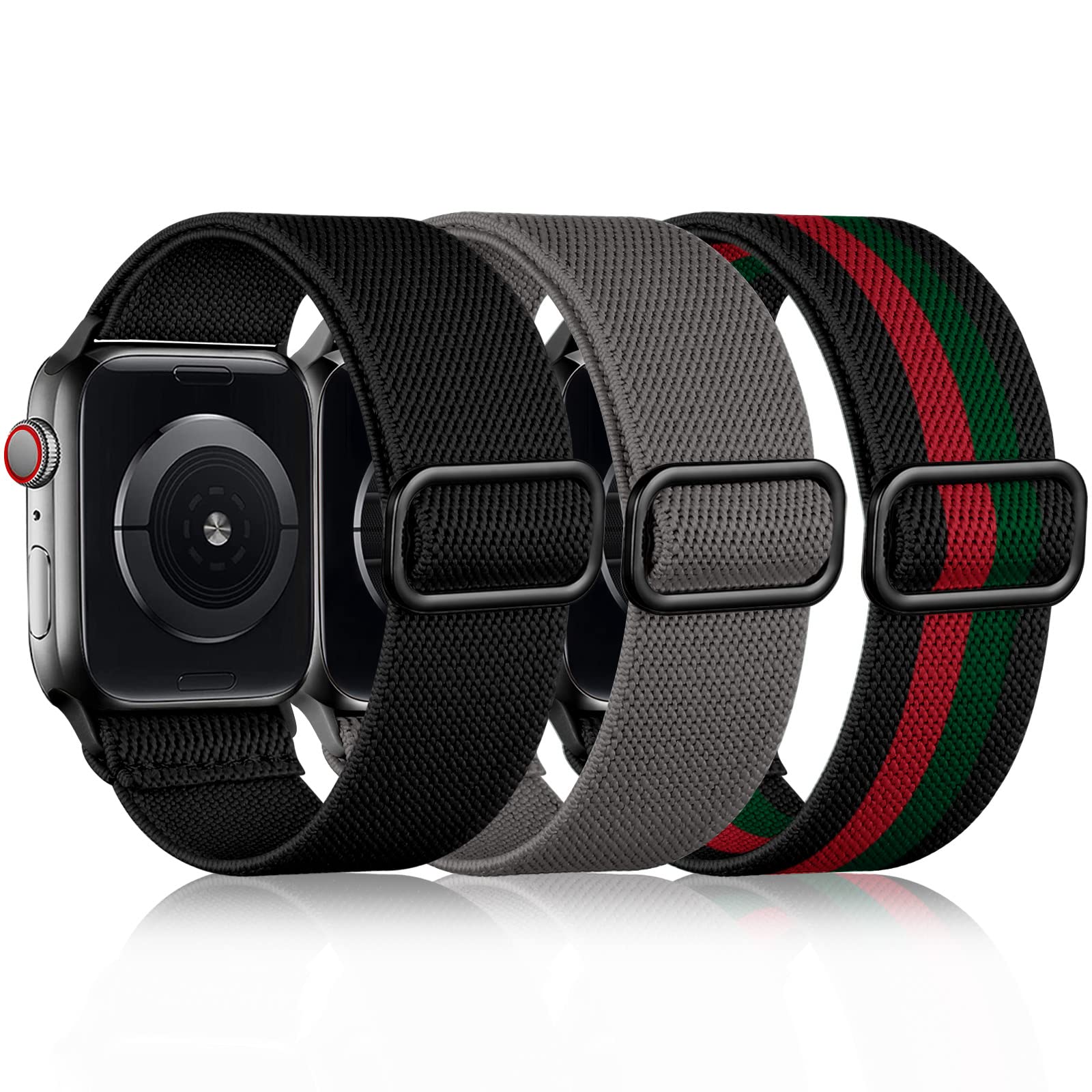 Daqin 3 Pack Stretchy Nylon Solo Loop Compatible With Apple Watch Band 45Mm 46Mm 49Mm 44Mm 42Mm 41Mm 40Mm 38Mm Women Men,Elastic