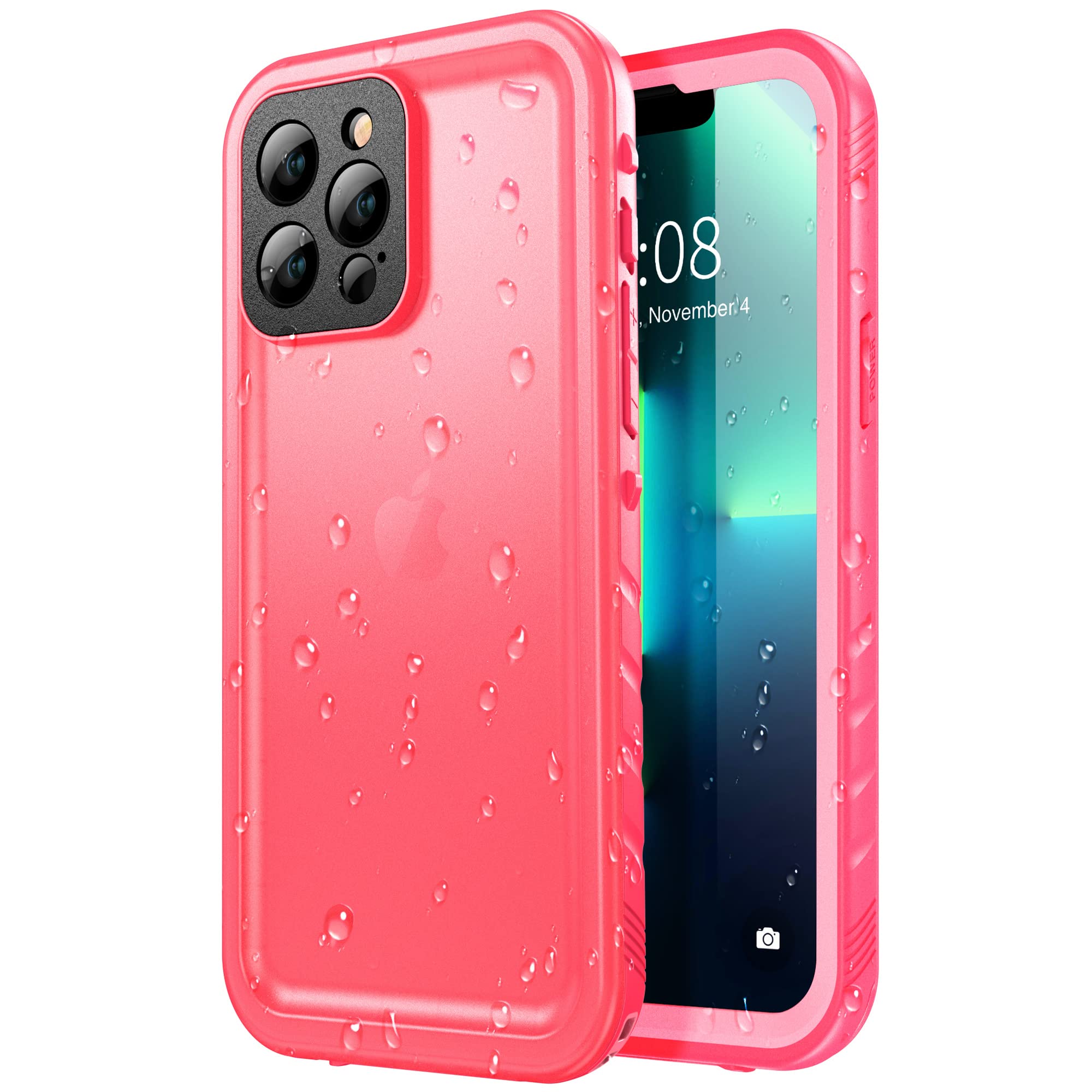 Sportlink For Iphone 13 Pro Max Case Waterproof   Full Body Heavy Duty Protection Cover Built In Screen Protector Shockproof Waterproof Case For Iphone 13 Pro Max 6.7 Inches Pink