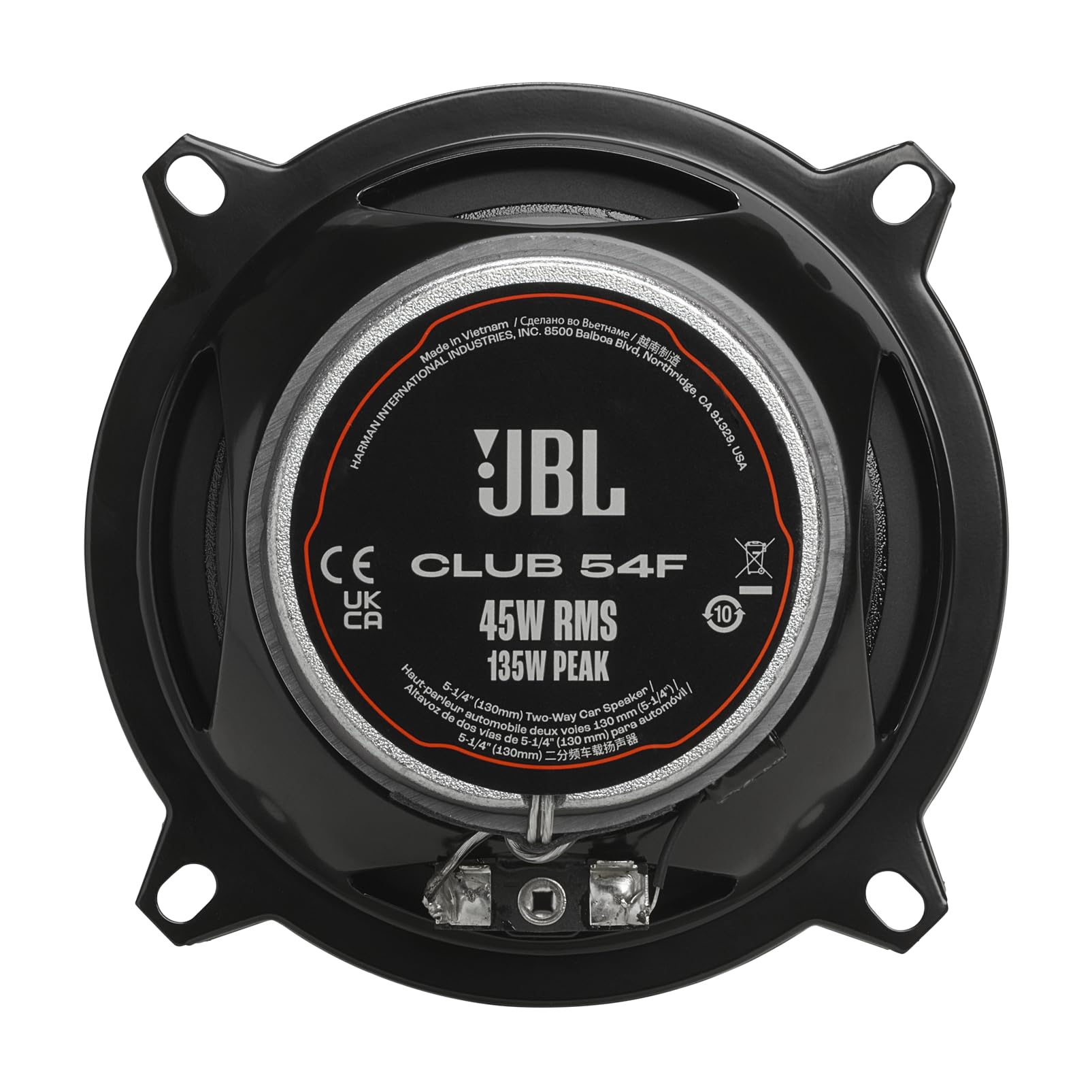 Jbl Club 54F   5 1/4'' (130Mm) Two Way Car Speaker, 45W Rms, 135W Peak, Sensitivity (@ 2.83V): 91Db, Frequency Response: 75Hz