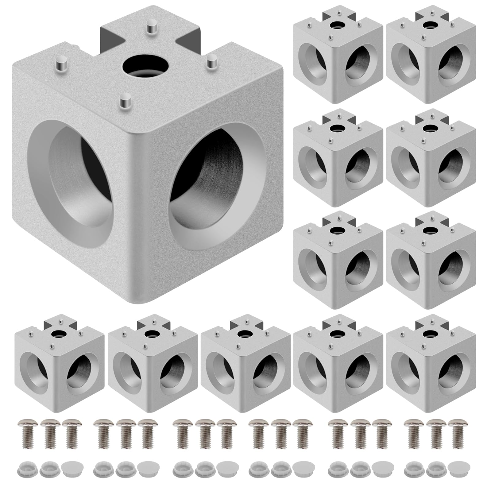 Seekliny 12pcs 3030 3-Way Corner Cube 3030 Extrusion Hardware T-Slot V-Slot Accessories with Screws and Nuts for 3030 Aluminum E