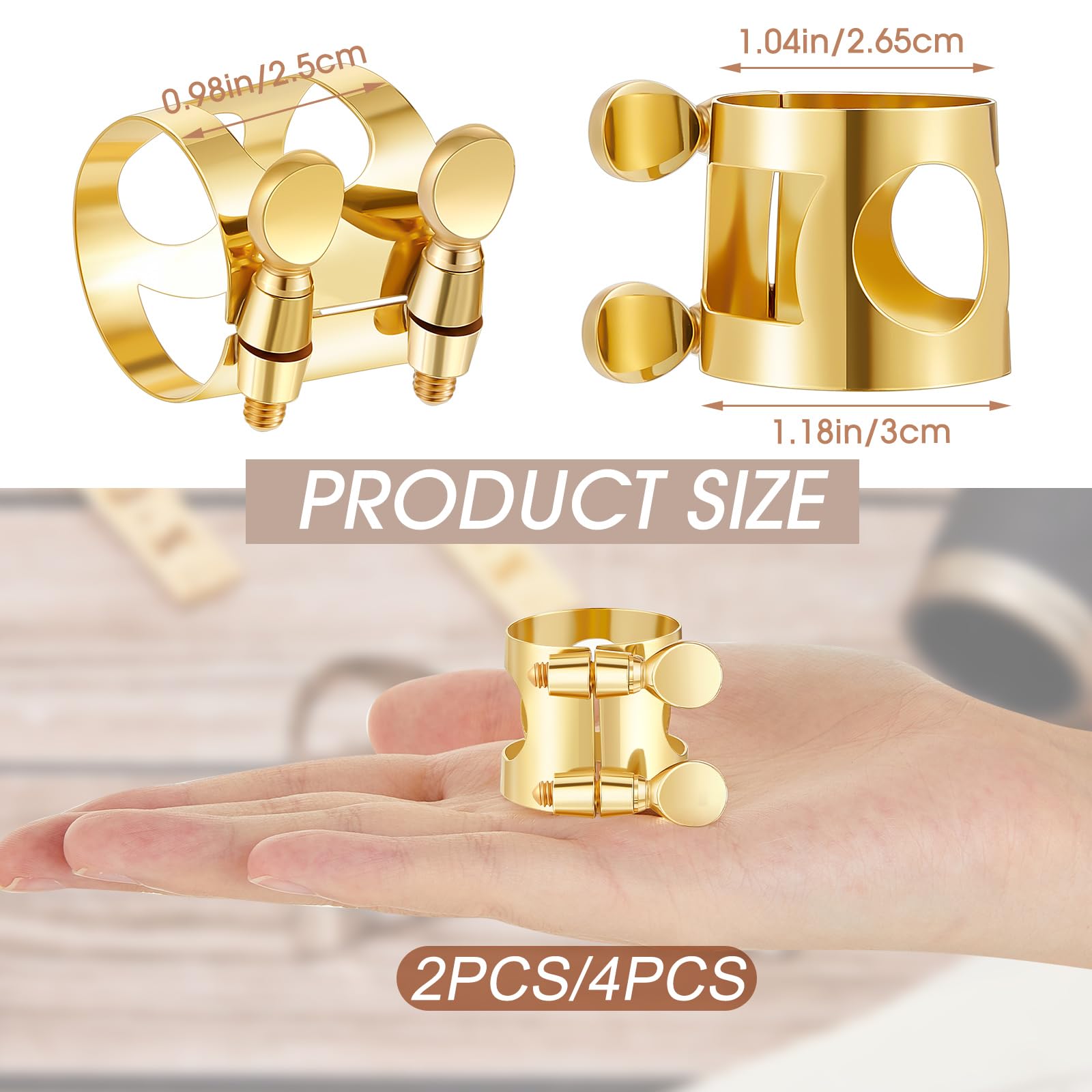 Fiada 2 Pcs Alto Sax Ligature Alto Saxophone Ligature Gold Alto Saxophone Mouthpiece Ligature With Adjustable Screws Saxophone L