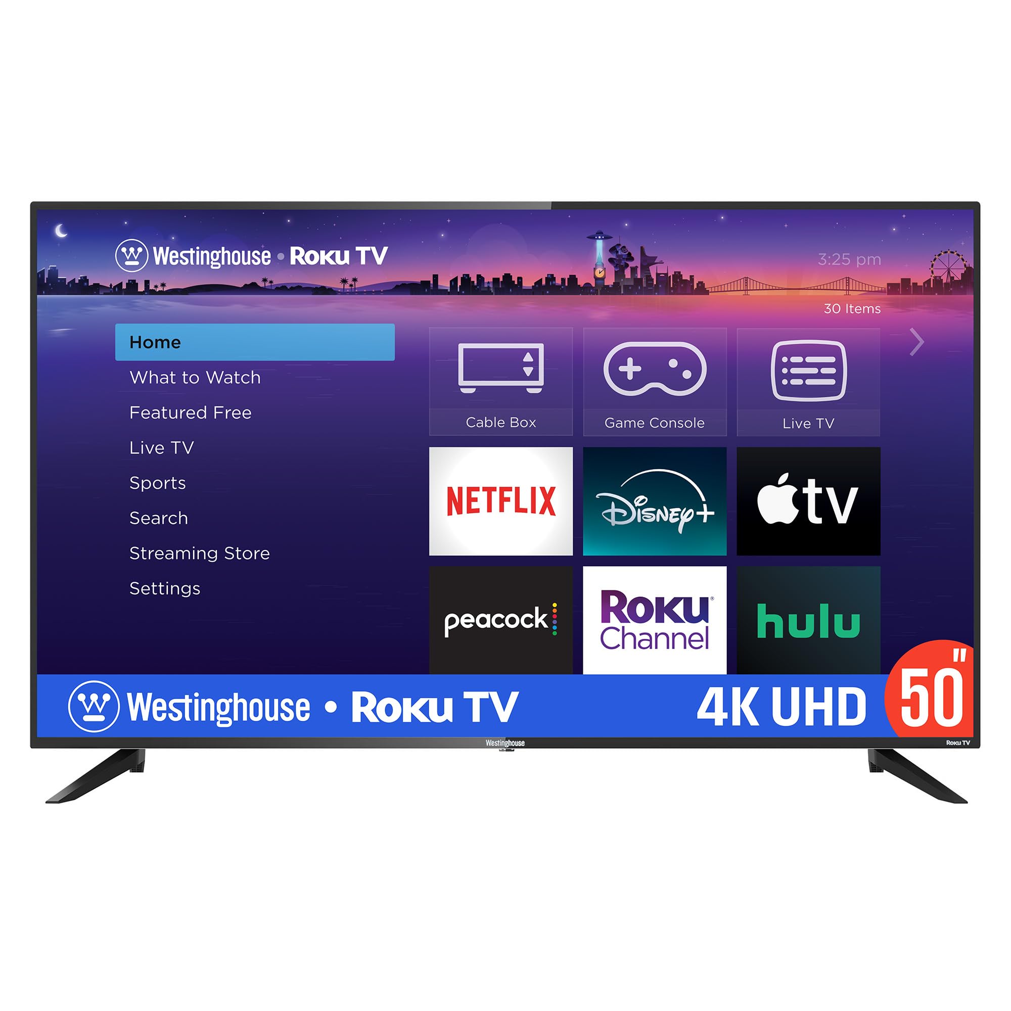 Westinghouse Roku Tv   50 Inch Smart Tv, 4K Uhd Led Tv With Wi Fi Connectivity And Mobile App, Flat Screen Tv Compatible With Ap
